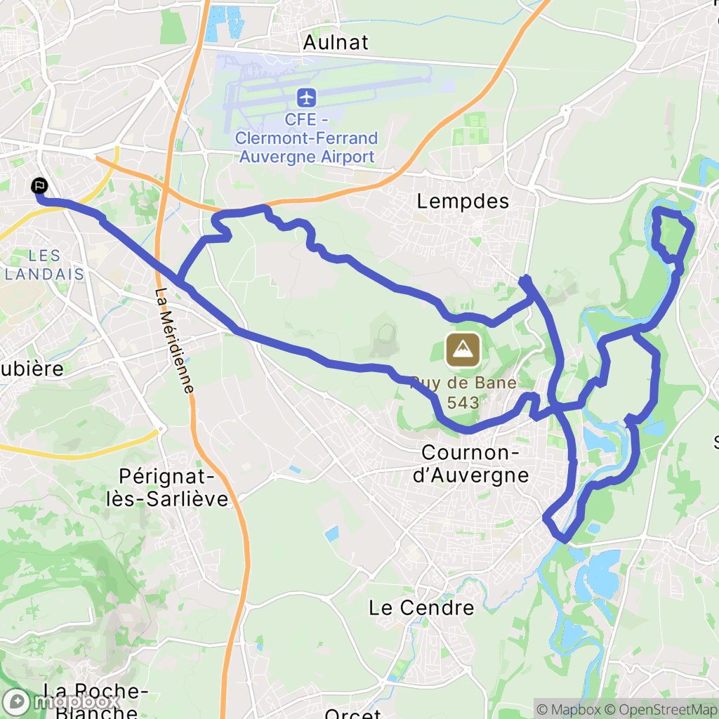 Clermont-Ferrand : carte du parcours de randonnée - France