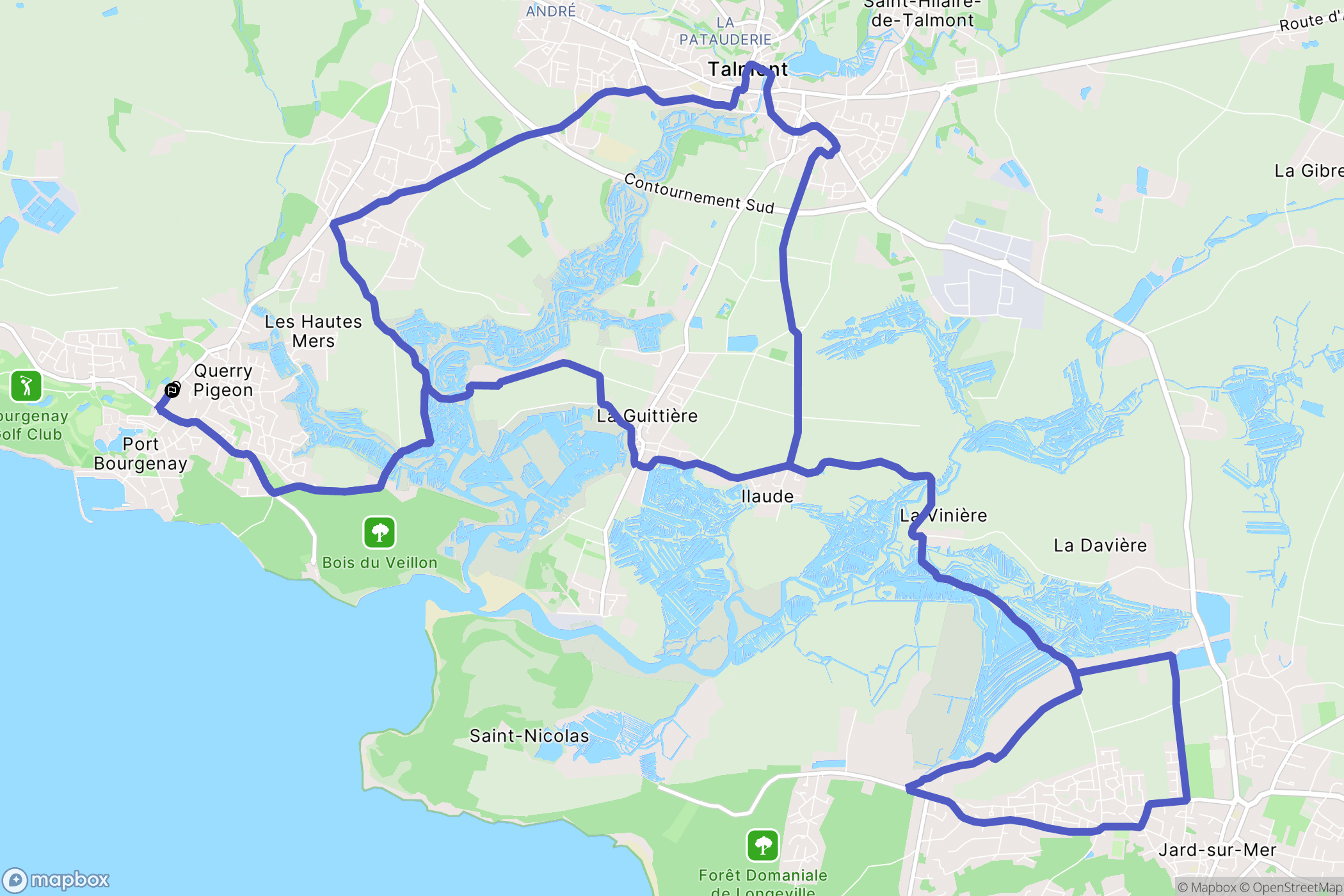 Talmont-Saint-Hilaire : carte du parcours de randonnée - France