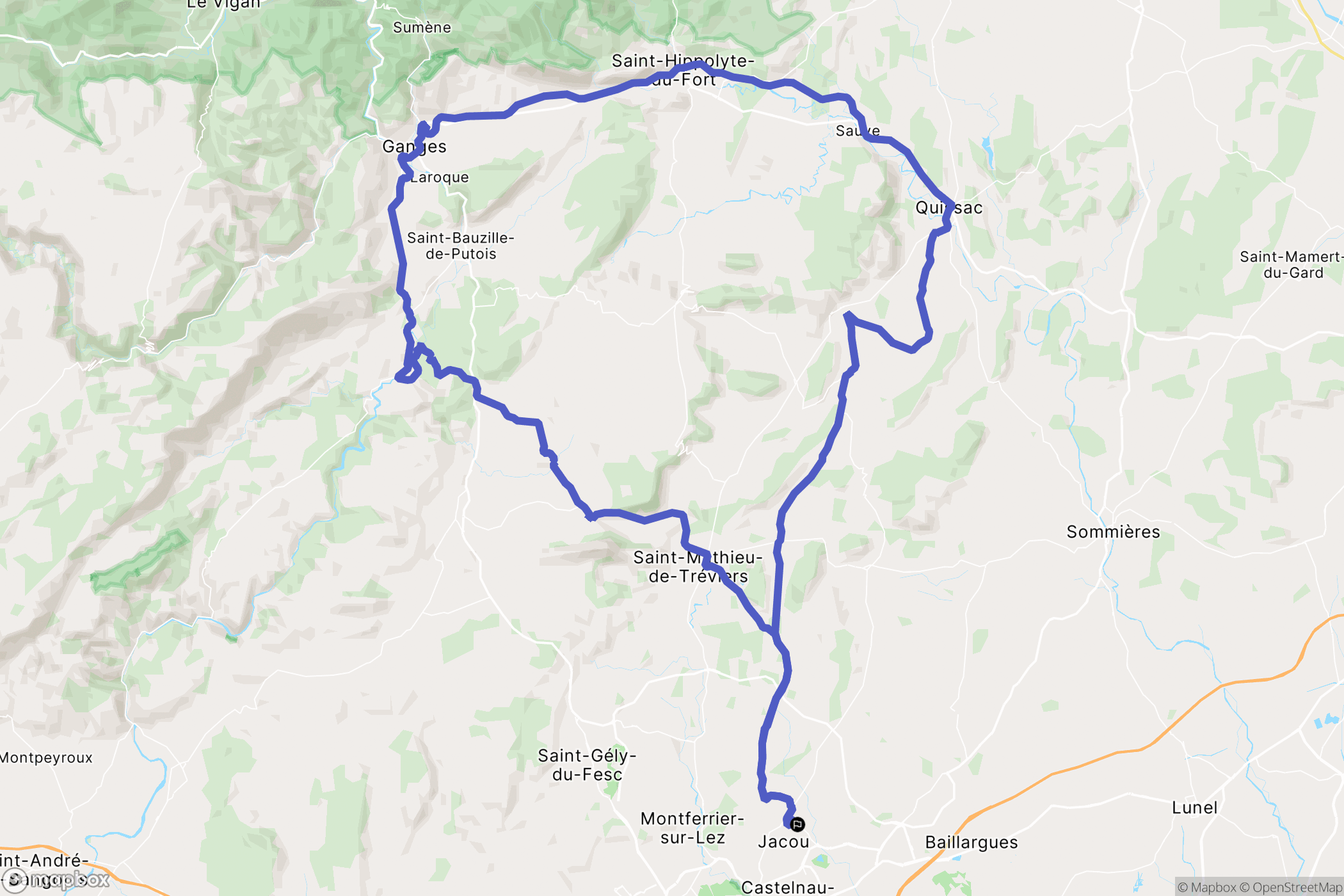 Jacou : carte du parcours de randonnée - France