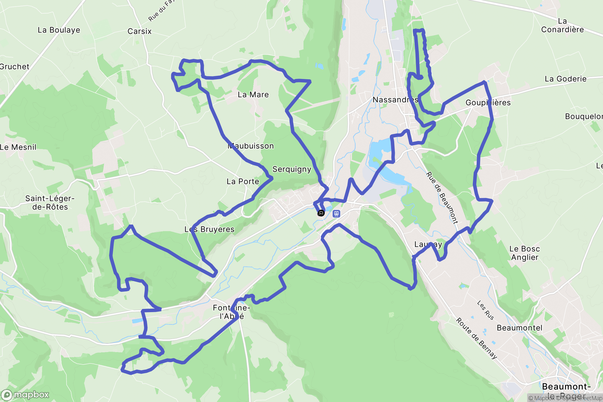 Serquigny : carte du parcours de randonnée - France