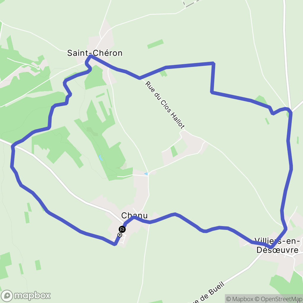Villiers-en-Désœuvre : carte du parcours de randonnée - France