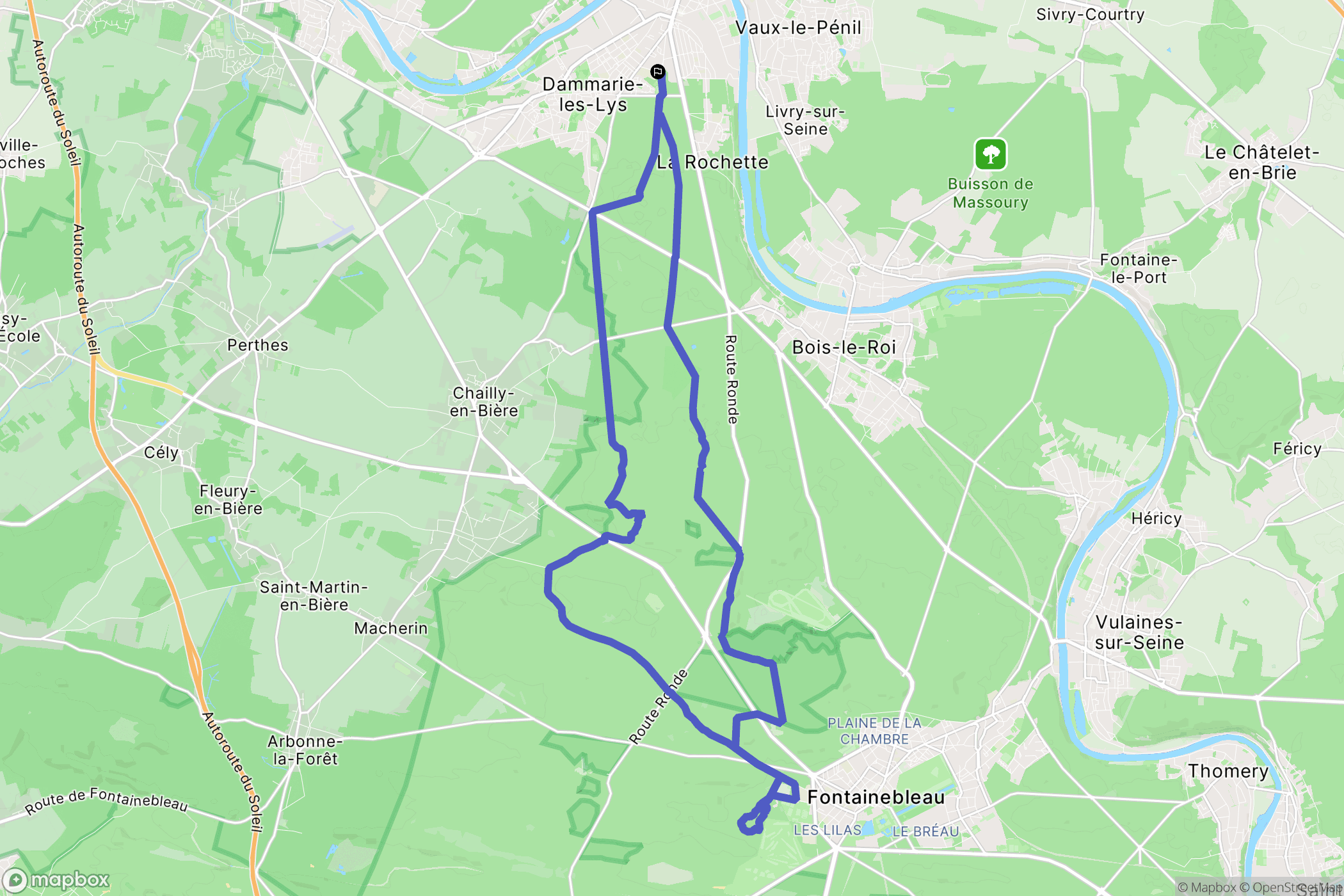Dammarie-les-Lys : carte du parcours de randonnée - France