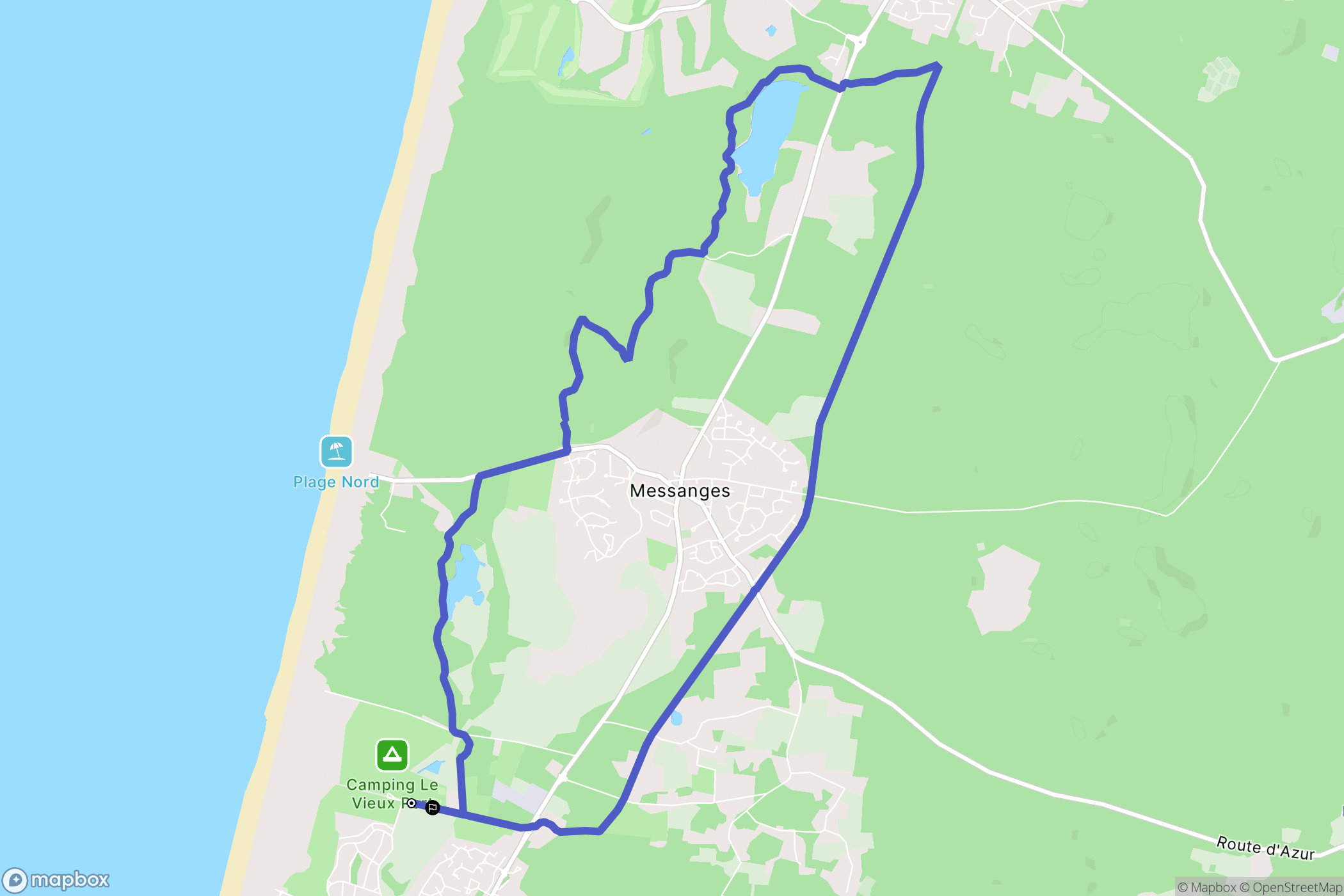 Messanges : carte du parcours de randonnée - France