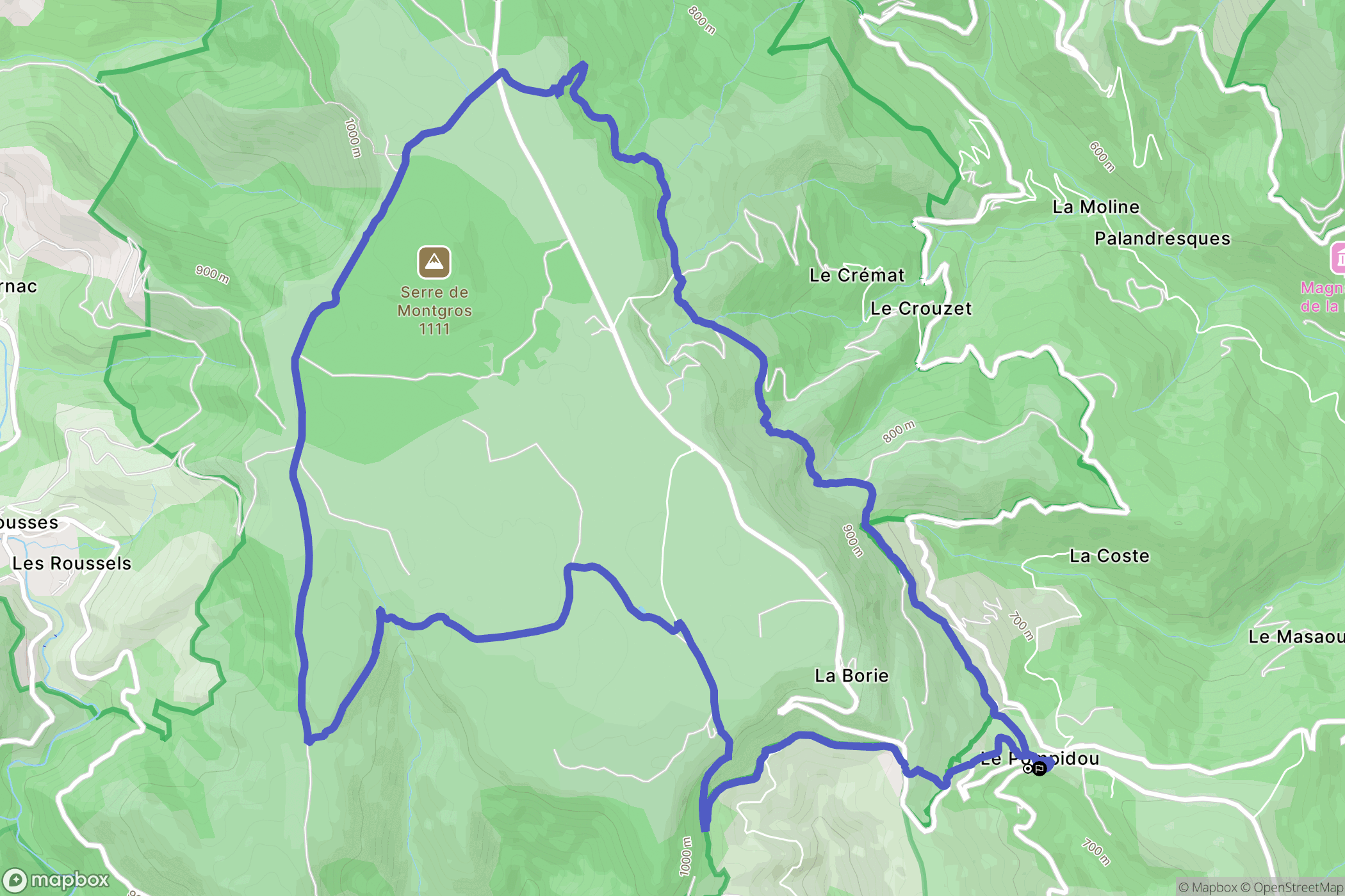 Le Pompidou : carte du parcours de randonnée - France