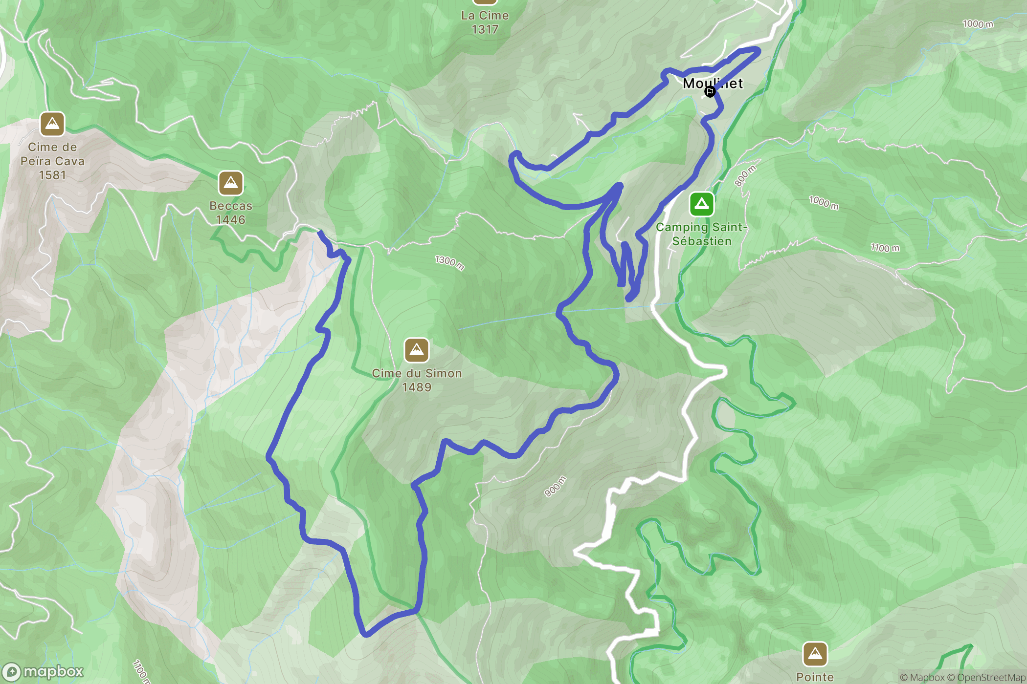 Moulinet : carte du parcours de randonnée - France