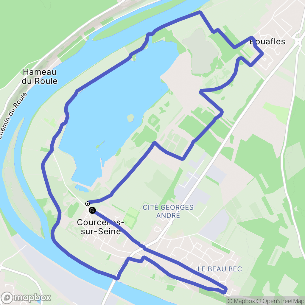 Courcelles-sur-Seine : carte du parcours de randonnée - France