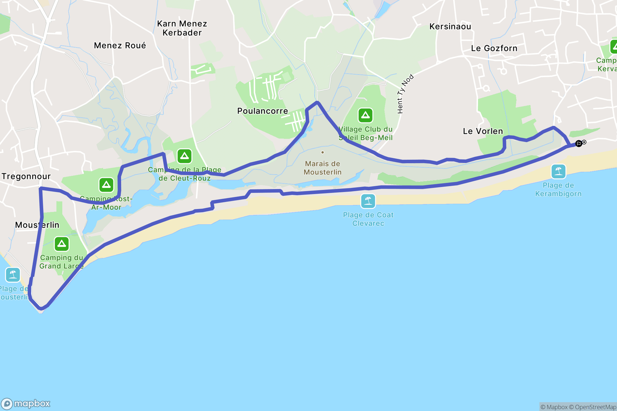 Fouesnant : carte du parcours de randonnée - France