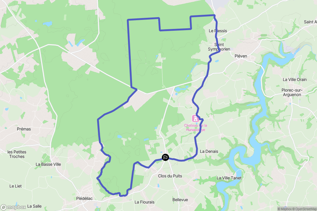 Plédéliac : carte du parcours de randonnée - France