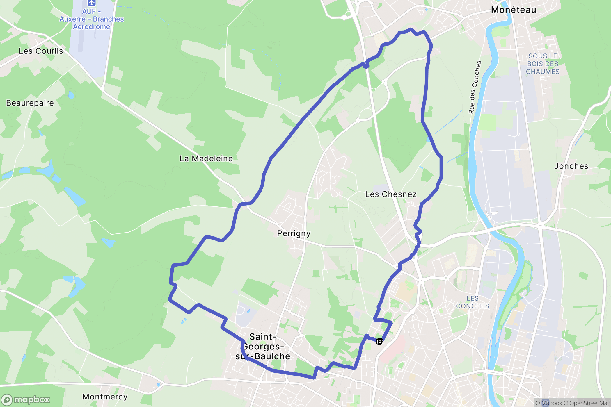 Auxerre : carte du parcours de randonnée - France