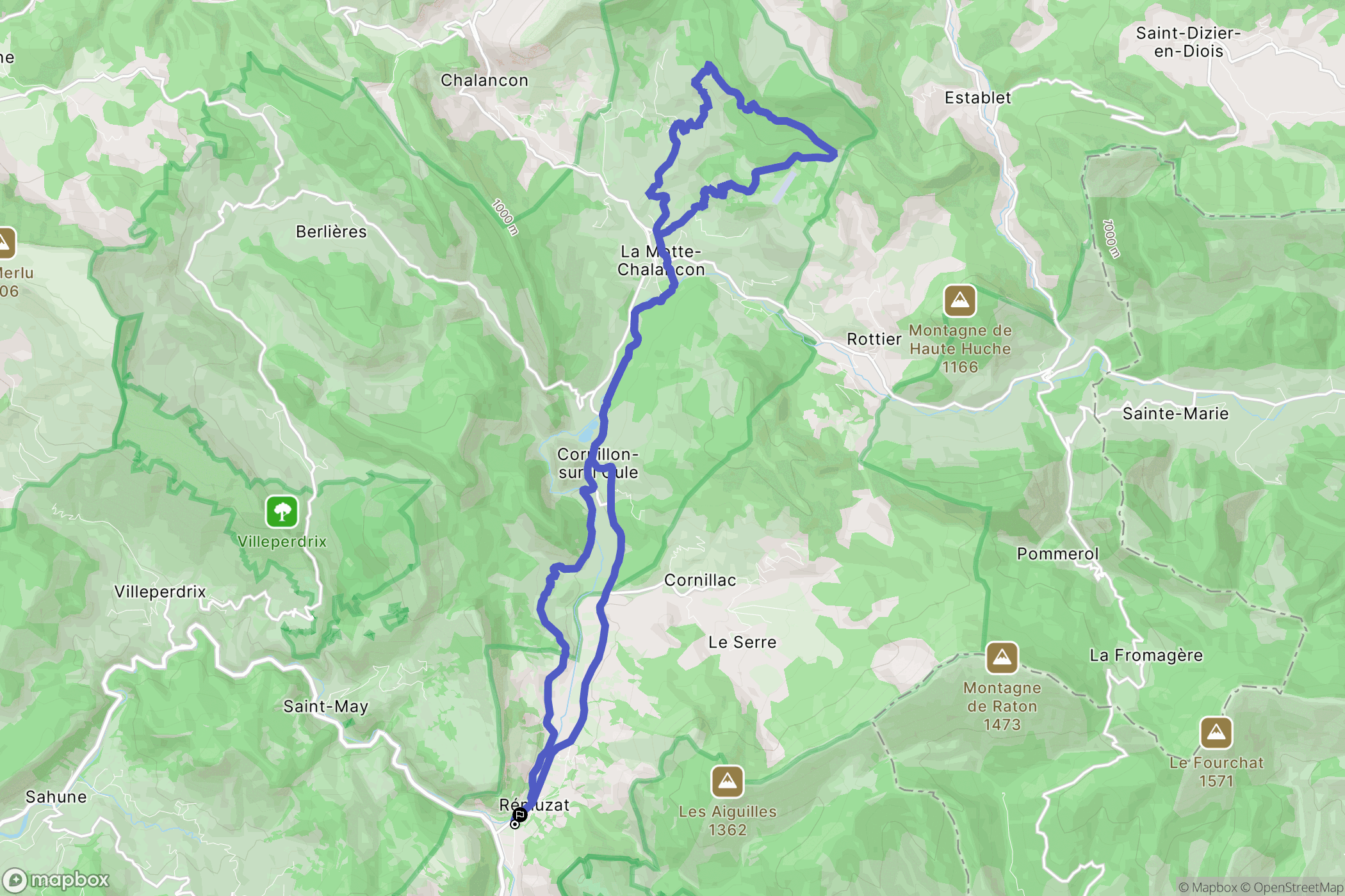 Rémuzat : carte du parcours de randonnée - France