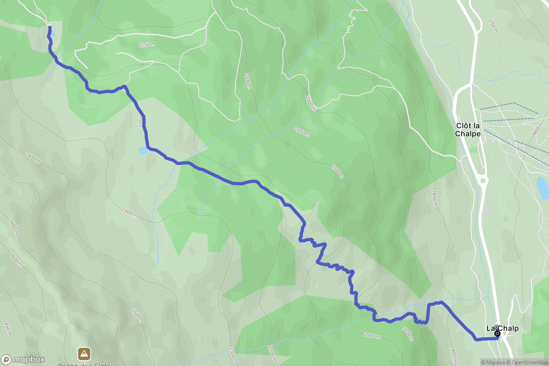 Saint-Véran : carte du parcours de randonnée - France