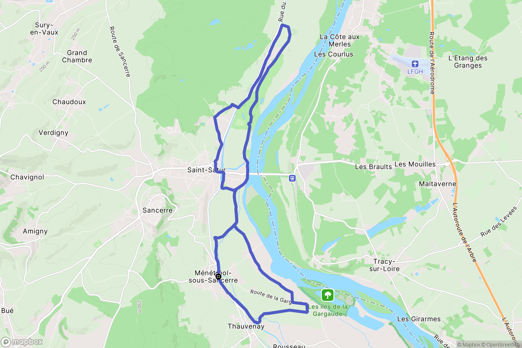 Ménétréol-sous-Sancerre : carte du parcours de randonnée - France