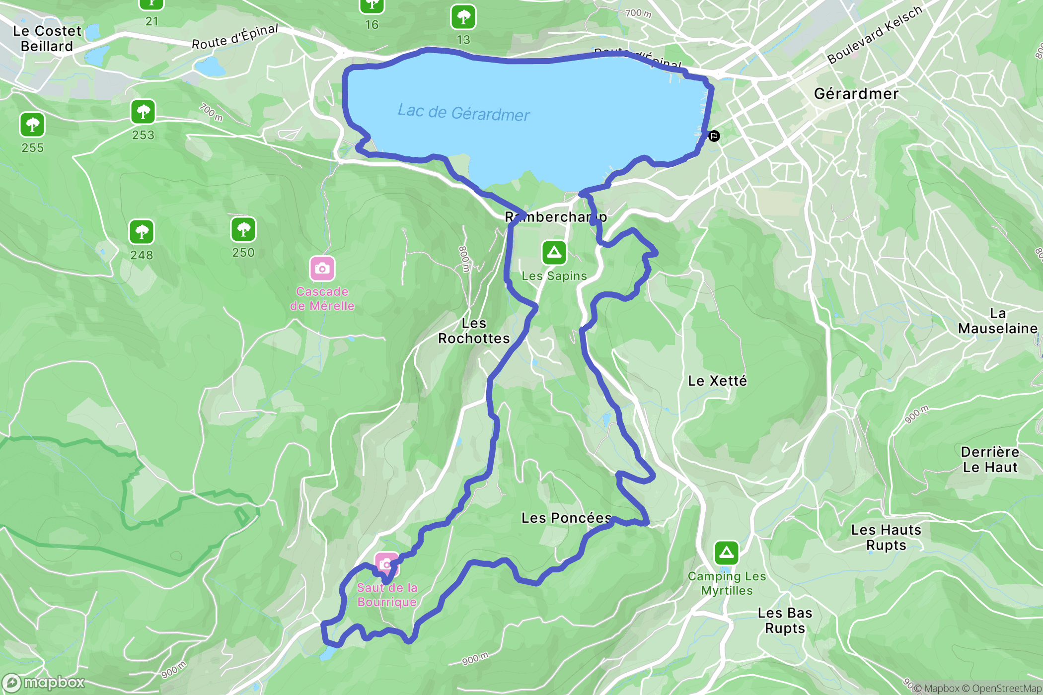 Gérardmer : carte du parcours de randonnée - France