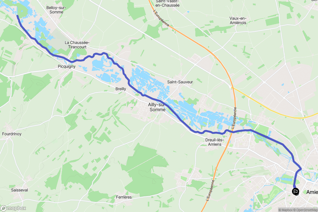 Amiens : carte du parcours de randonnée - France