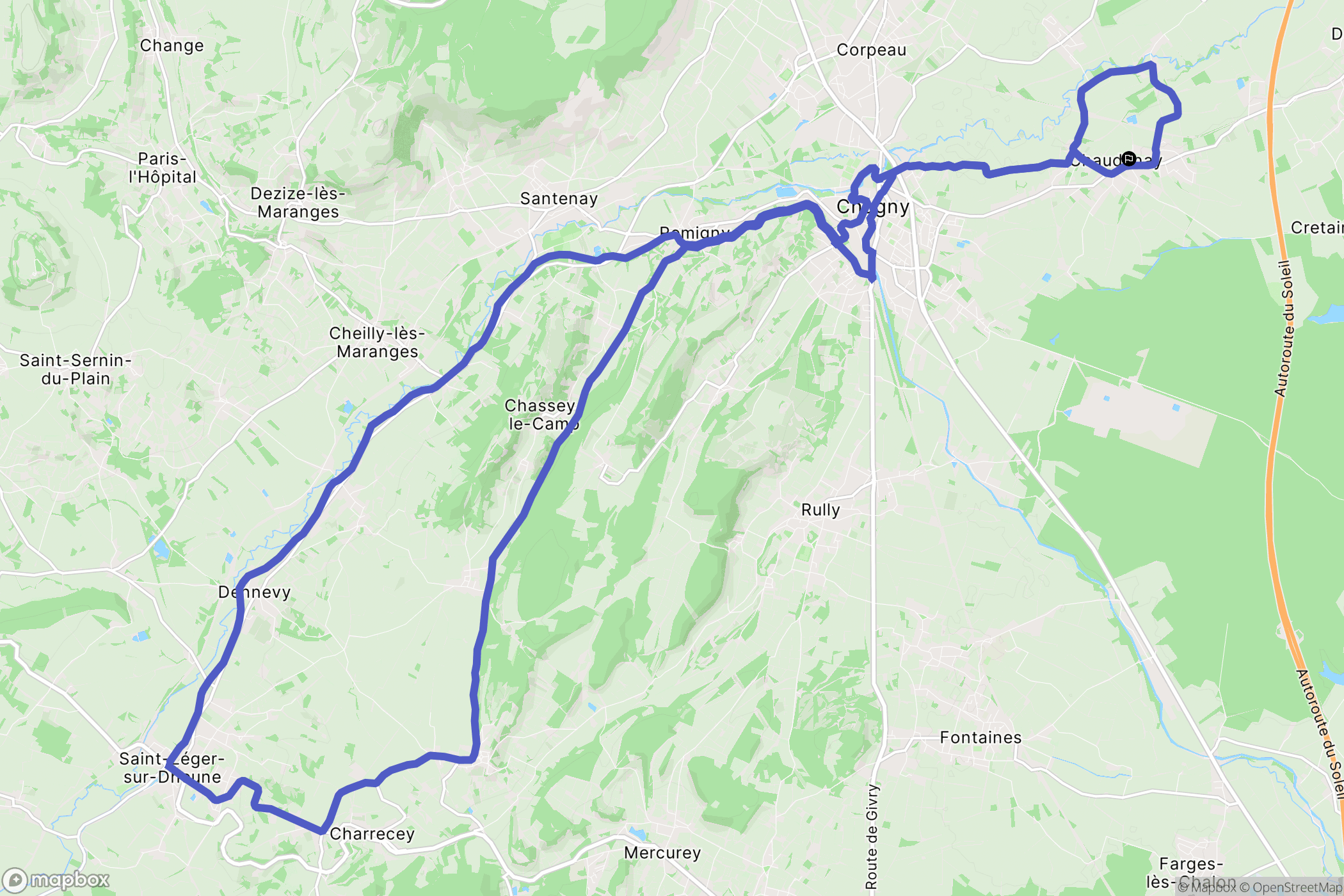 Chaudenay : carte du parcours de randonnée - France