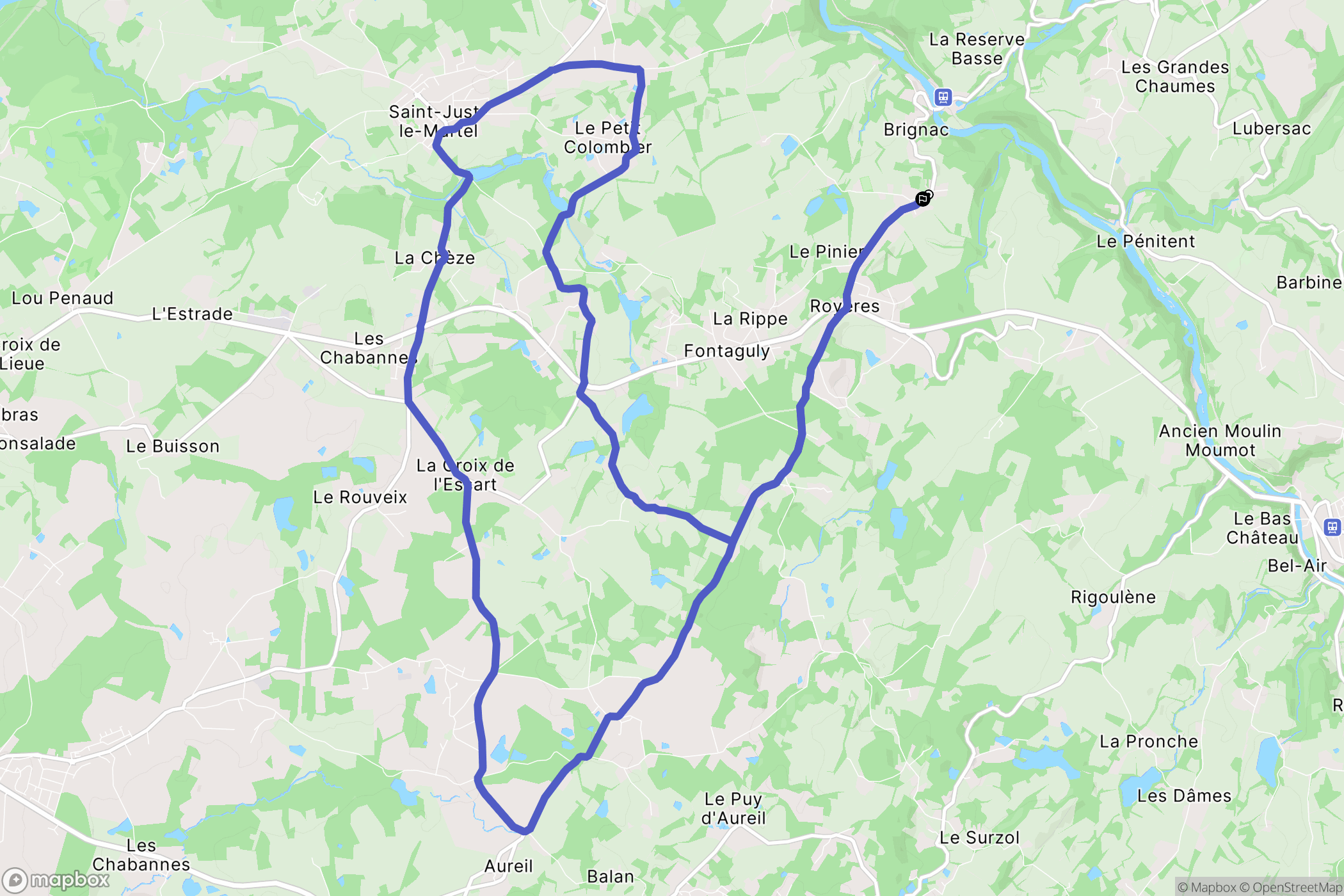 Royères : carte du parcours de randonnée - France