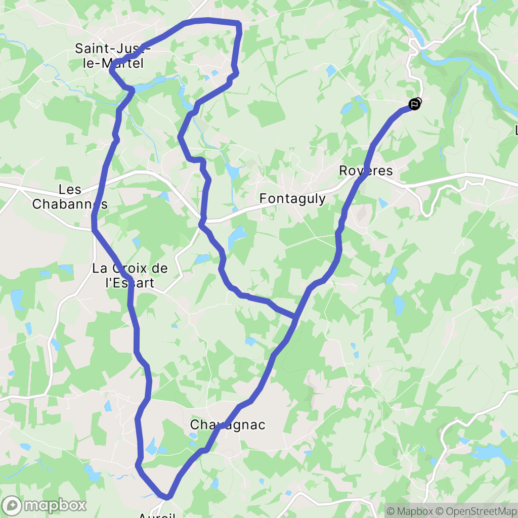 Royères : carte du parcours de randonnée - France