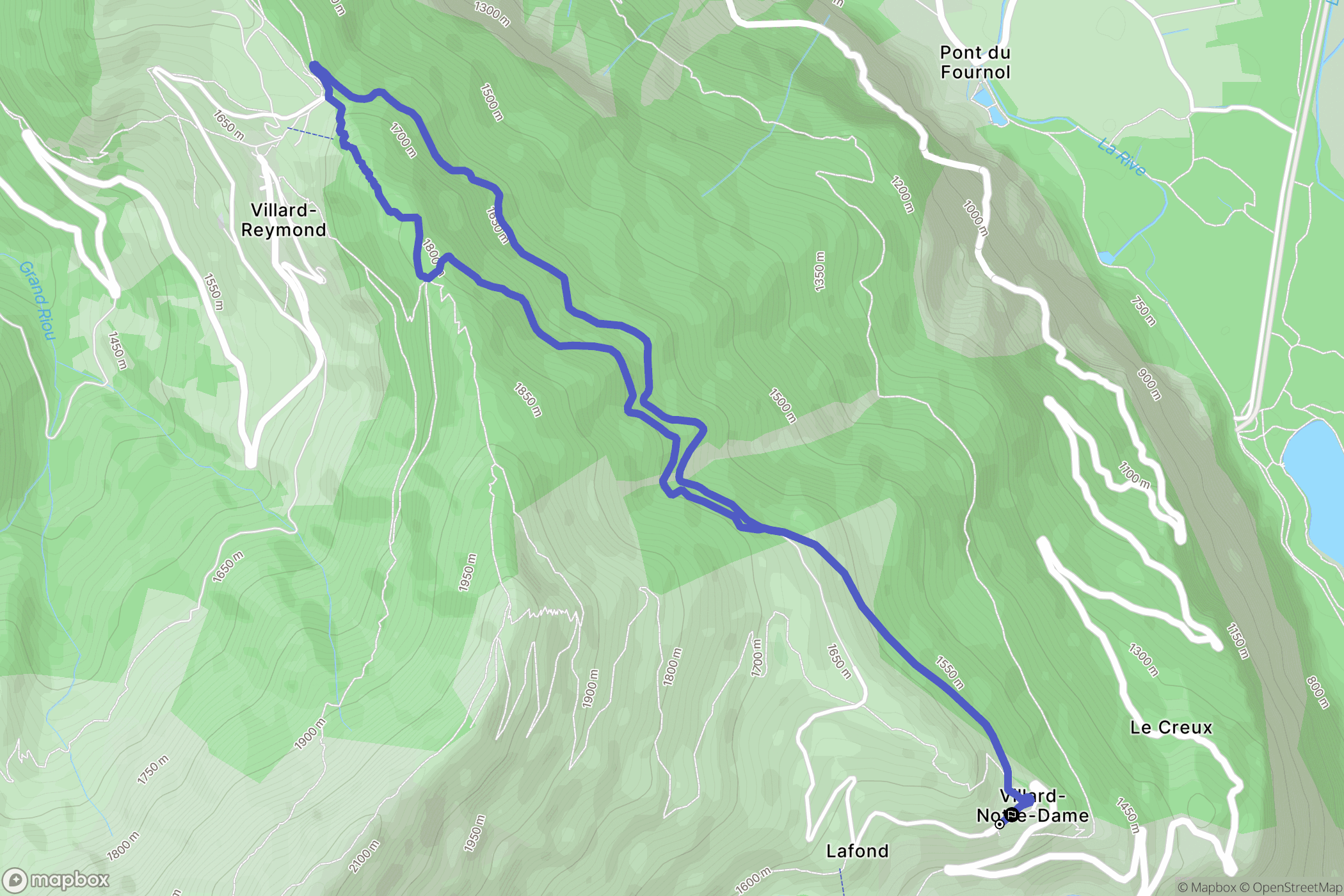 Villard-Notre-Dame : carte du parcours de randonnée - France