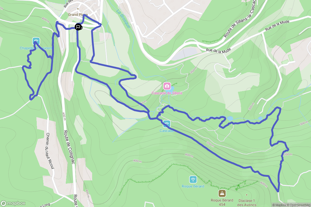 Sillans-la-Cascade : carte du parcours de randonnée - France