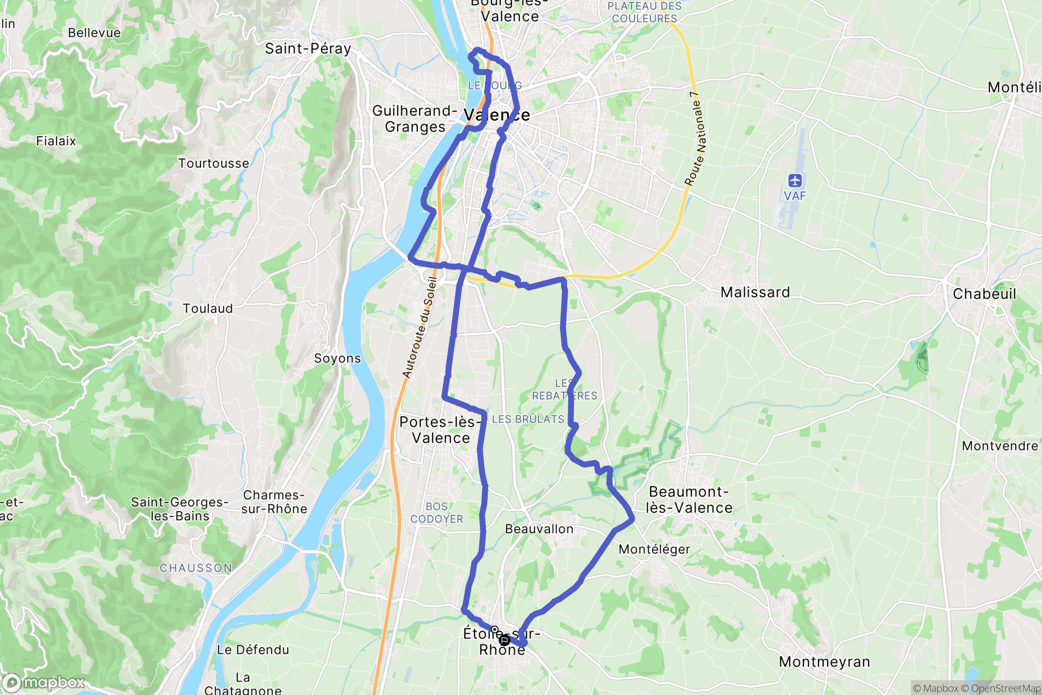Étoile-sur-Rhône : carte du parcours de randonnée - France