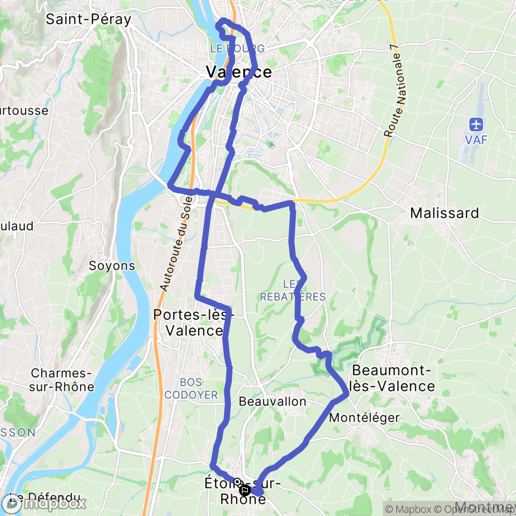 Étoile-sur-Rhône : carte du parcours de randonnée - France