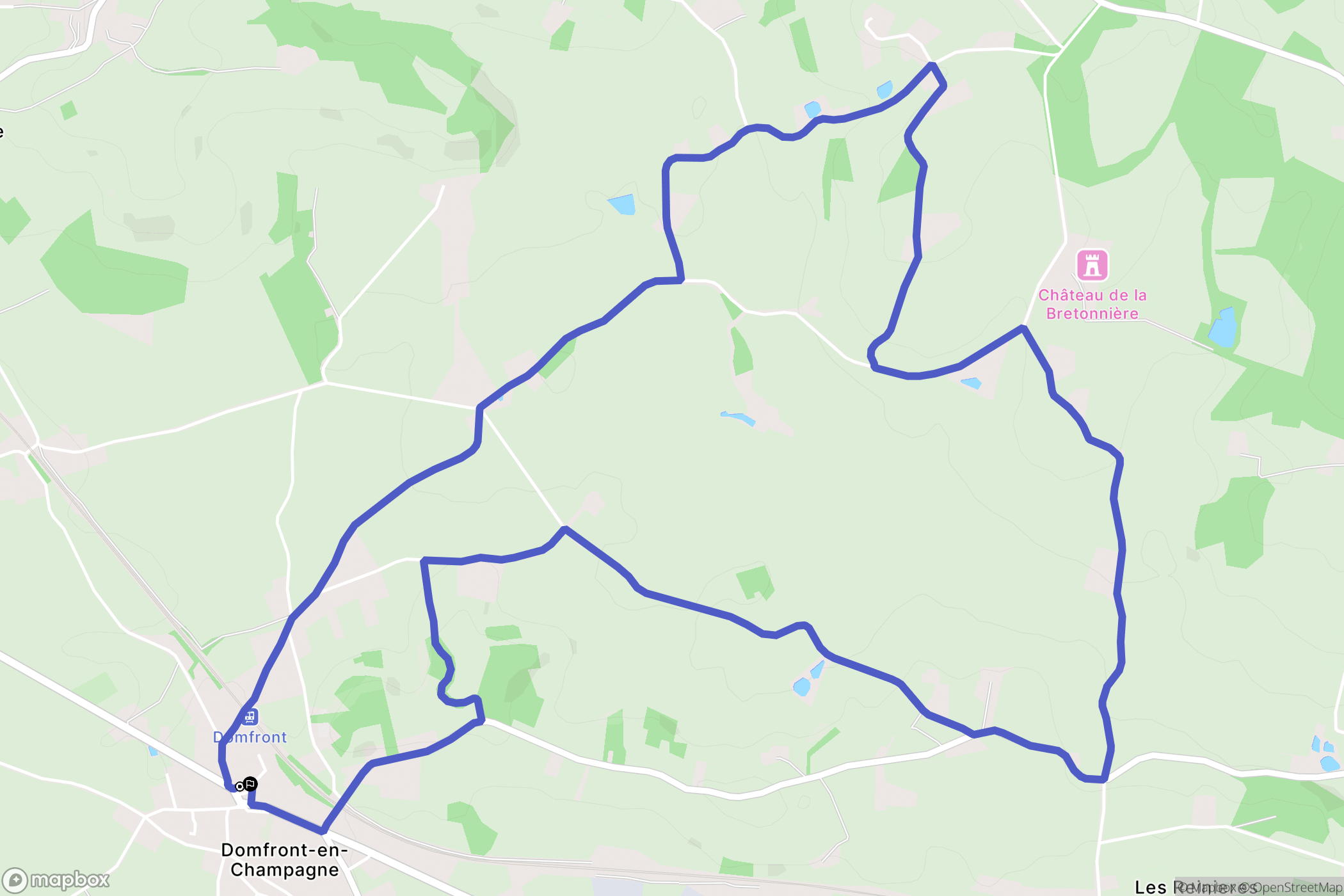 Domfront-en-Champagne : carte du parcours de randonnée - France