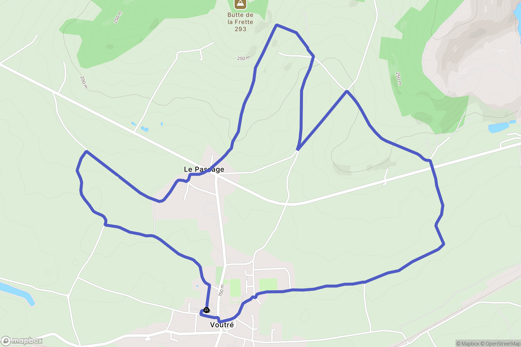Voutré : carte du parcours de randonnée - France