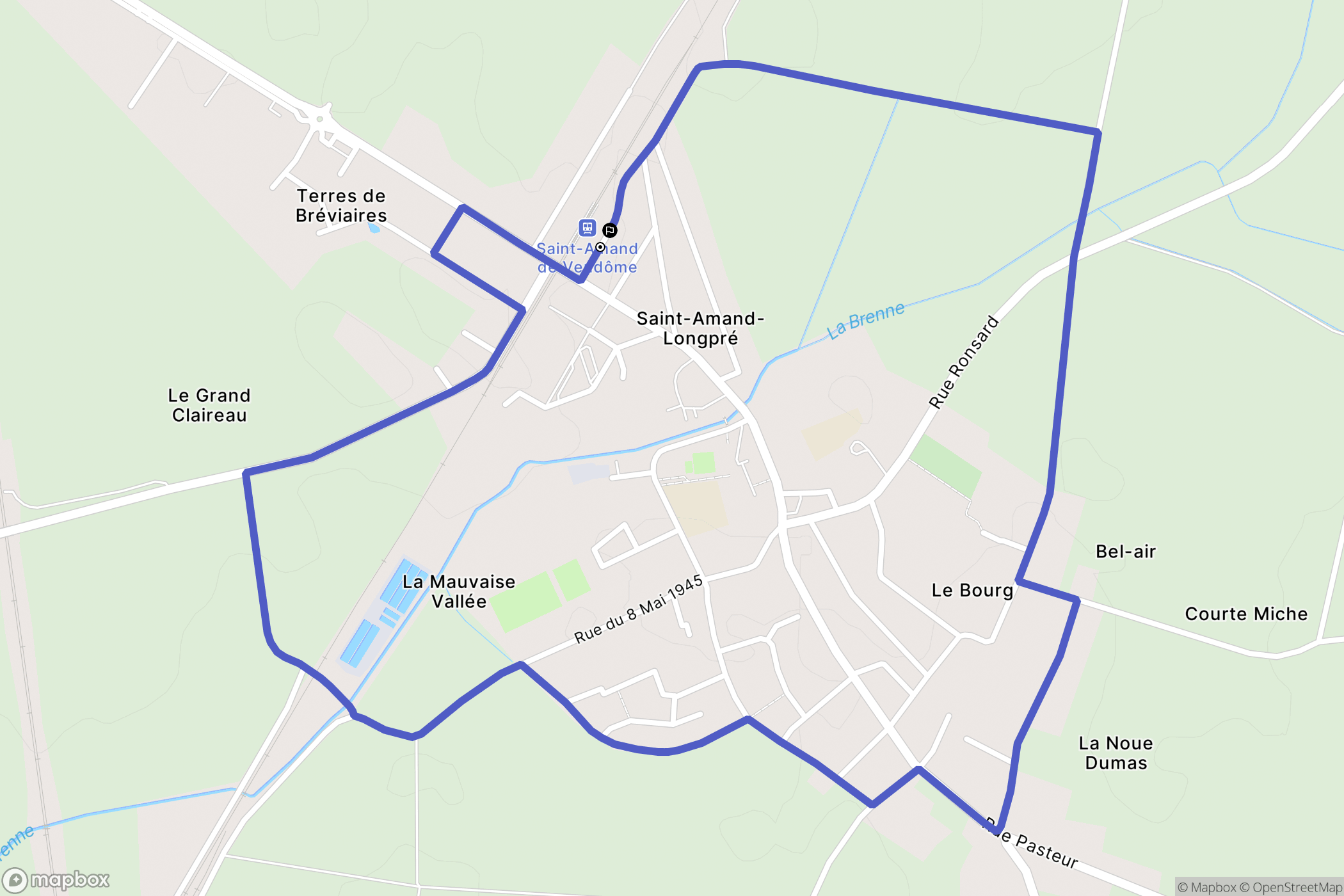 Saint-Amand-Longpré : carte du parcours de randonnée - France
