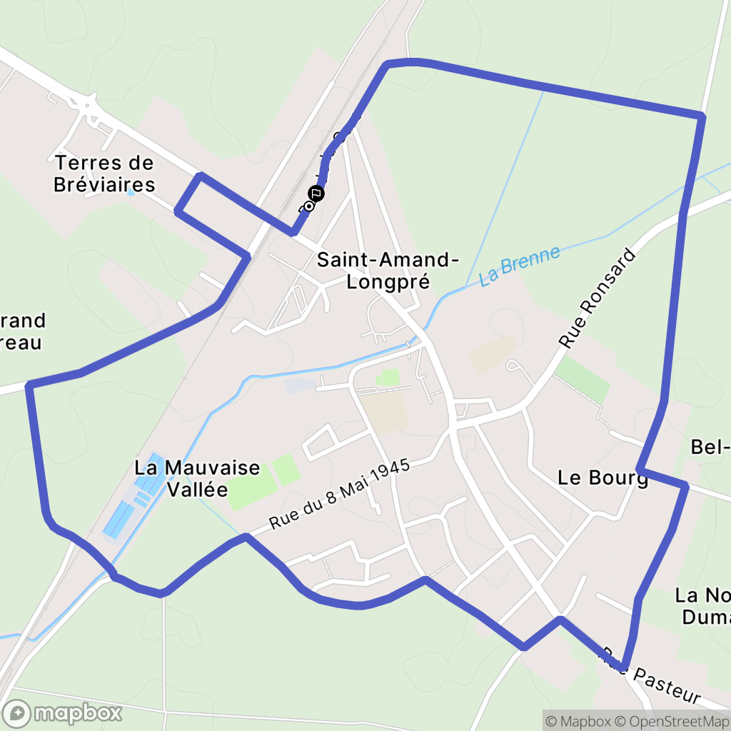 Saint-Amand-Longpré : carte du parcours de randonnée - France
