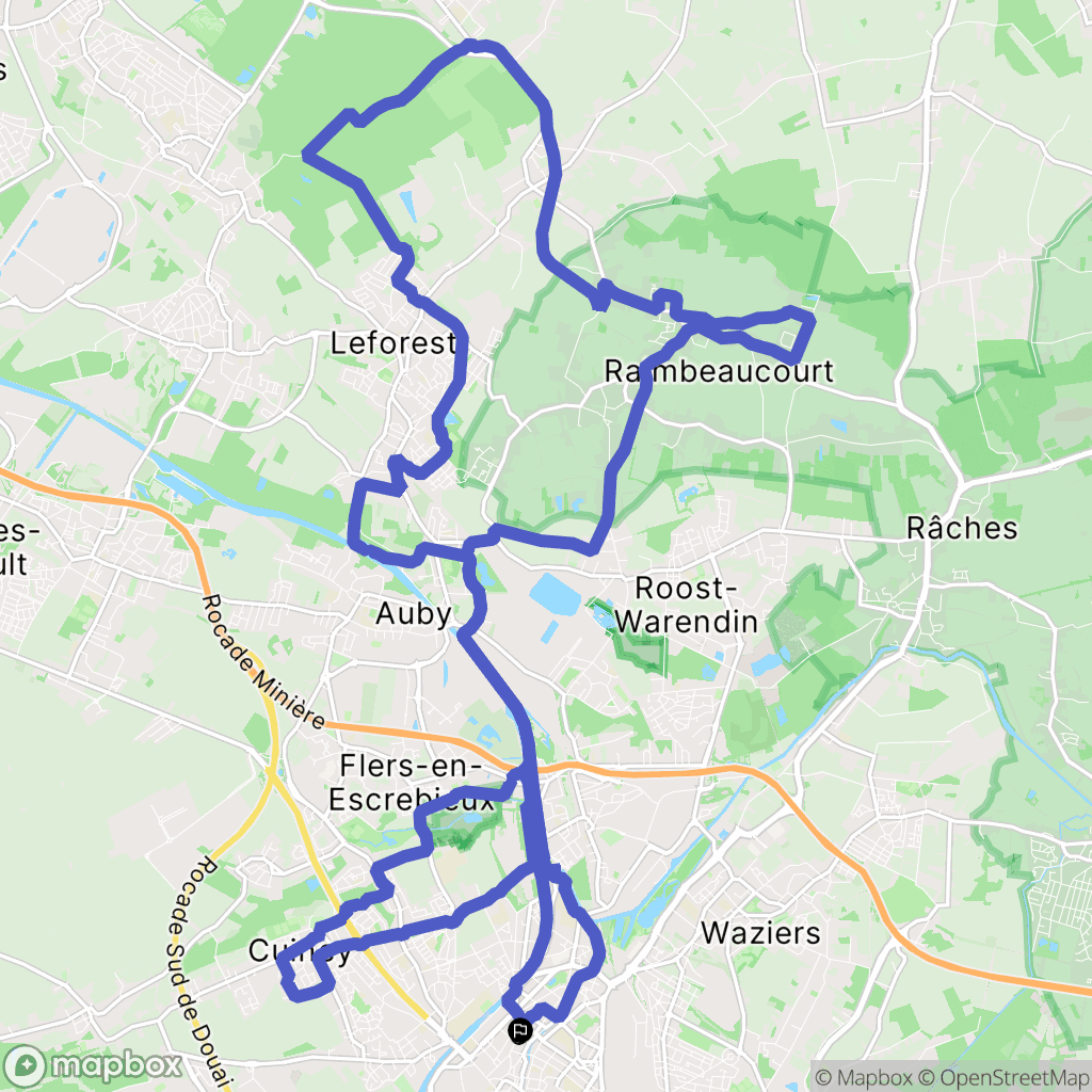 Douai : carte du parcours de randonnée - France