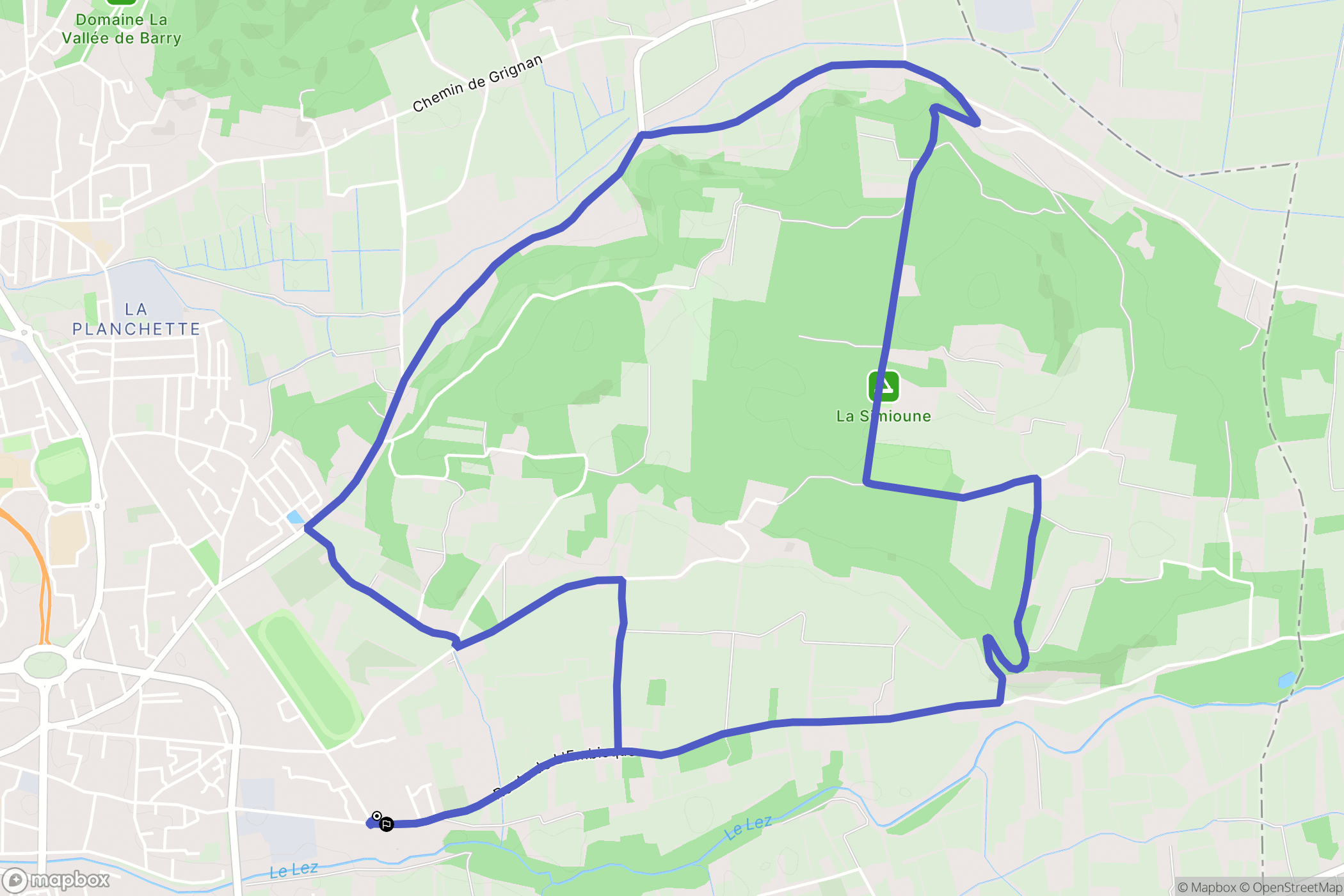 Bollène : carte du parcours de randonnée - France