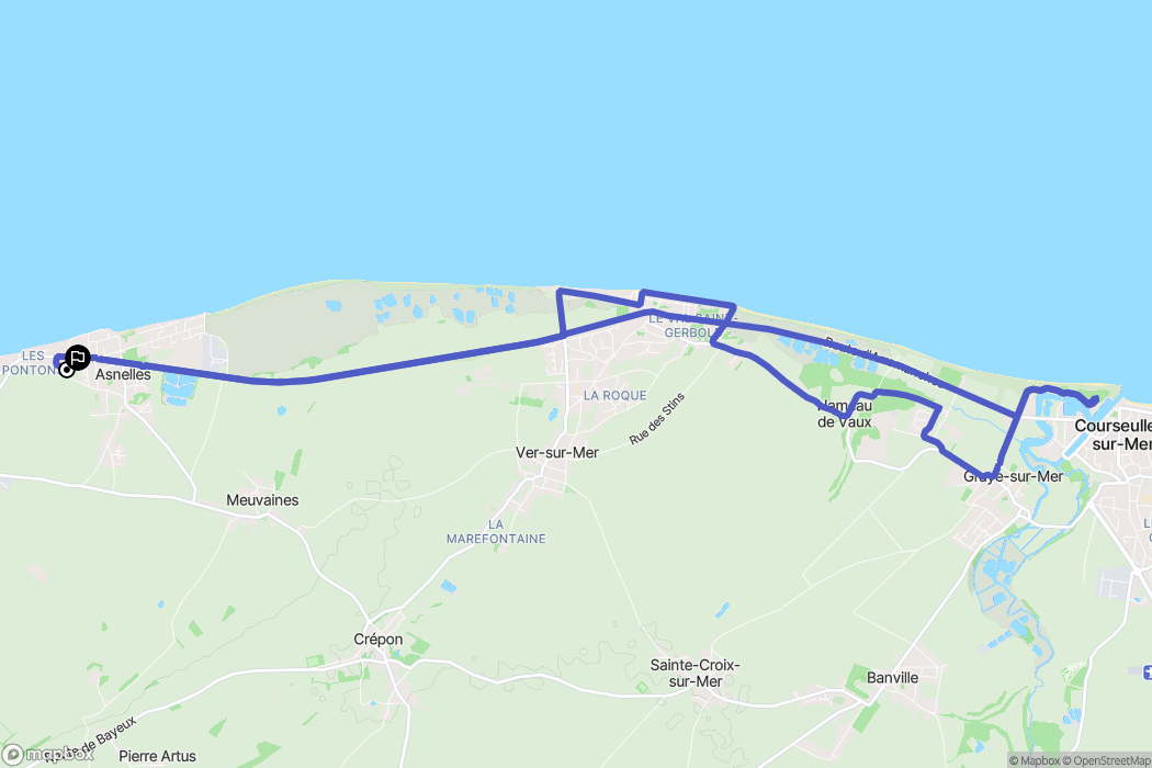 Asnelles : carte du parcours de randonnée - France