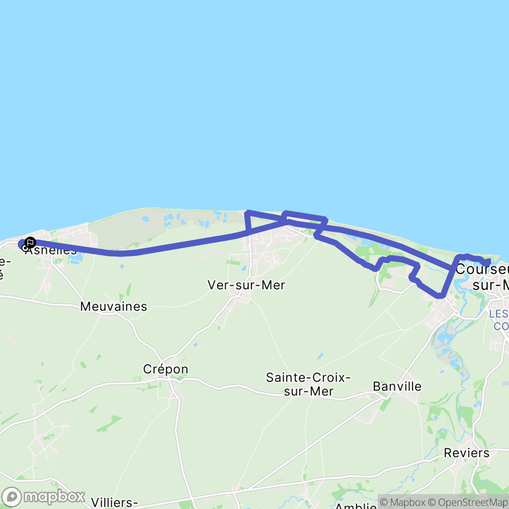 Asnelles : carte du parcours de randonnée - France