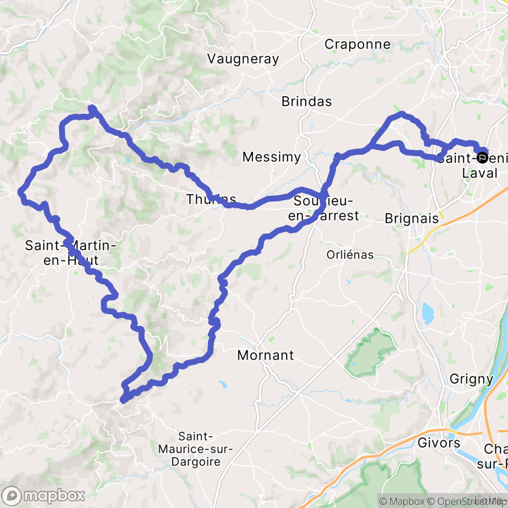 Saint-Genis-Laval : carte du parcours de randonnée - France