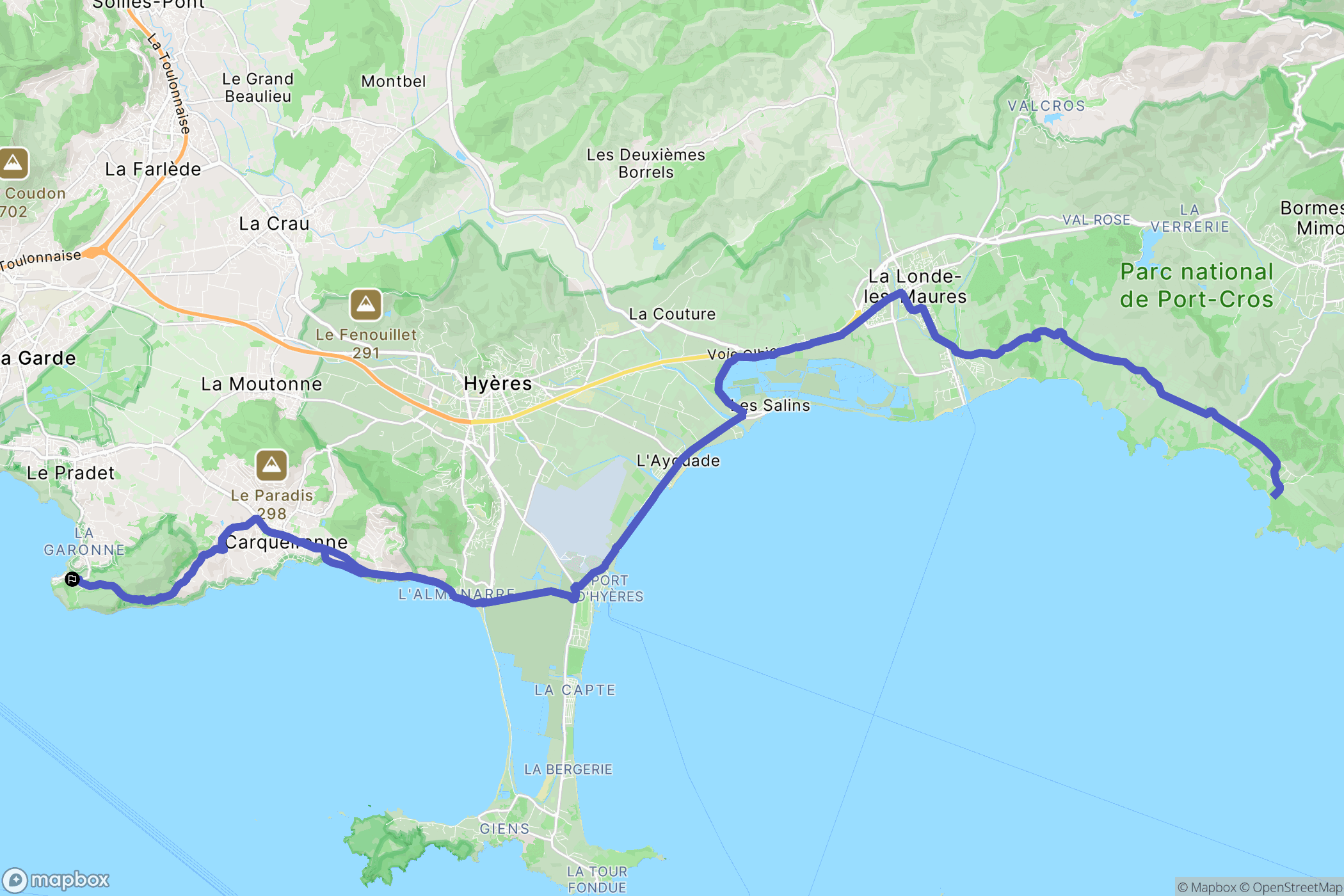 Le Pradet : carte du parcours de randonnée - France