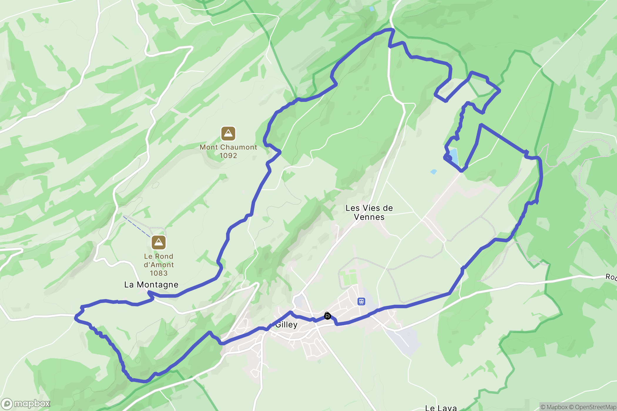 Gilley : carte du parcours de randonnée - France