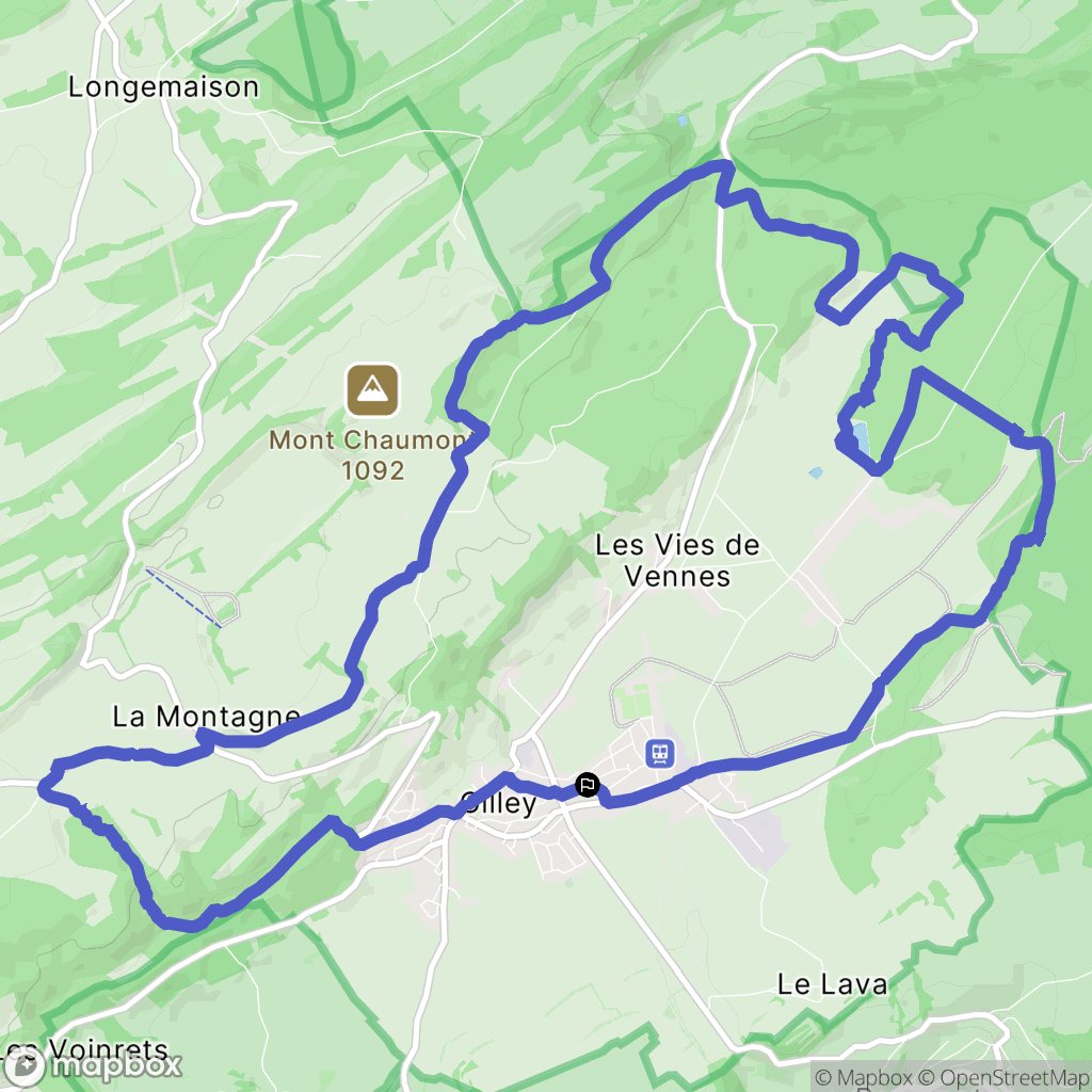 Gilley : carte du parcours de randonnée - France