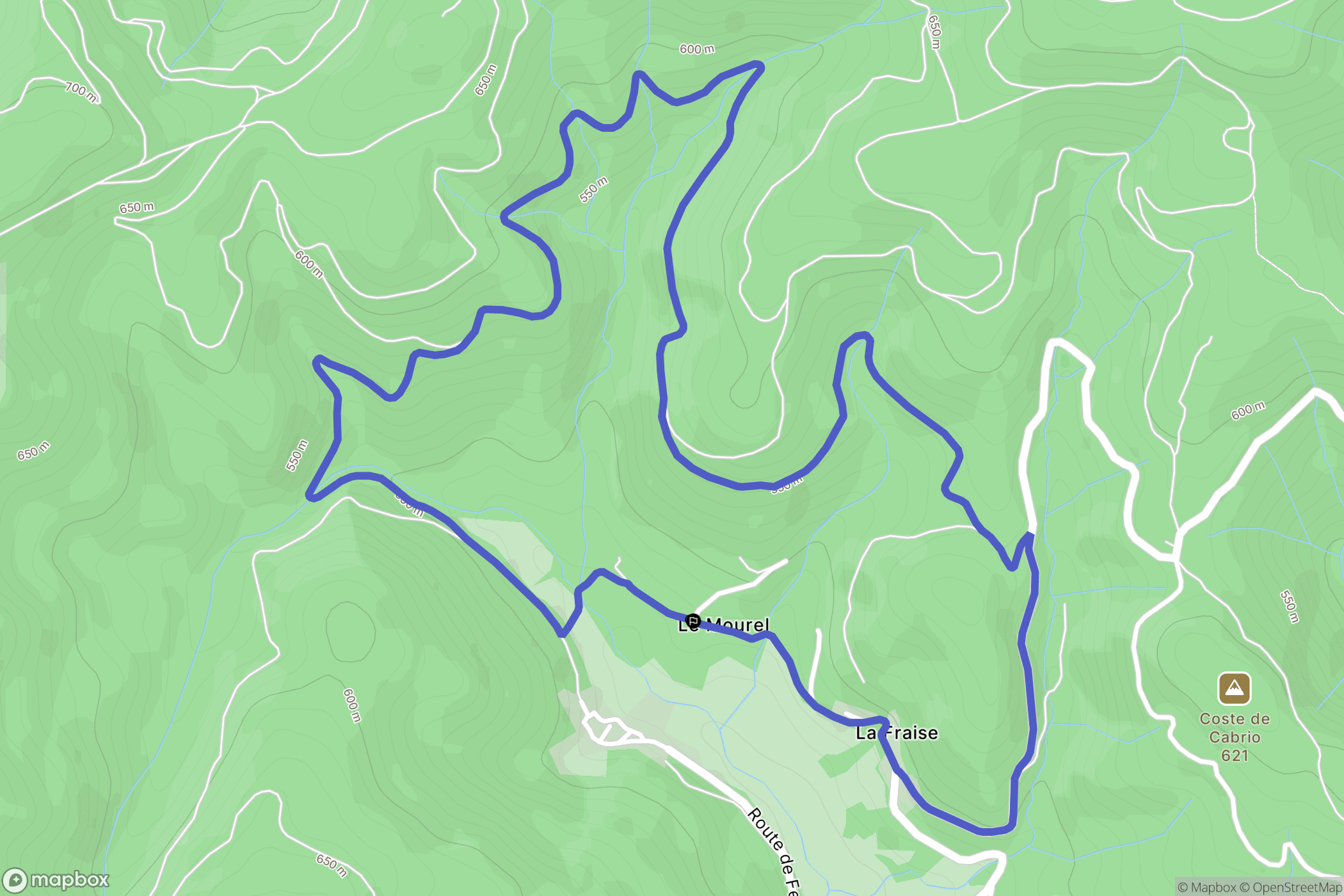 Ferrières-Poussarou : carte du parcours de randonnée - France