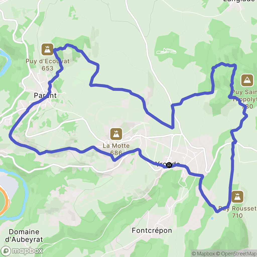 Yronde-et-Buron : carte du parcours de randonnée - France