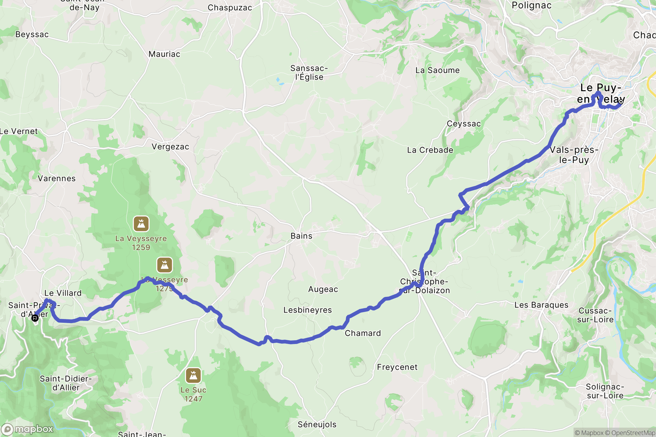 Le Puy-en-Velay : carte du parcours de randonnée - France