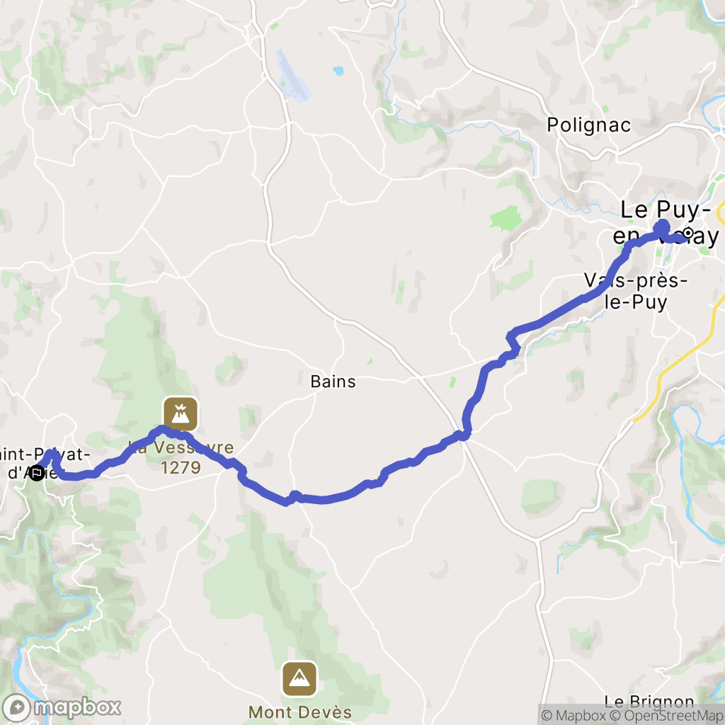 Le Puy-en-Velay : carte du parcours de randonnée - France