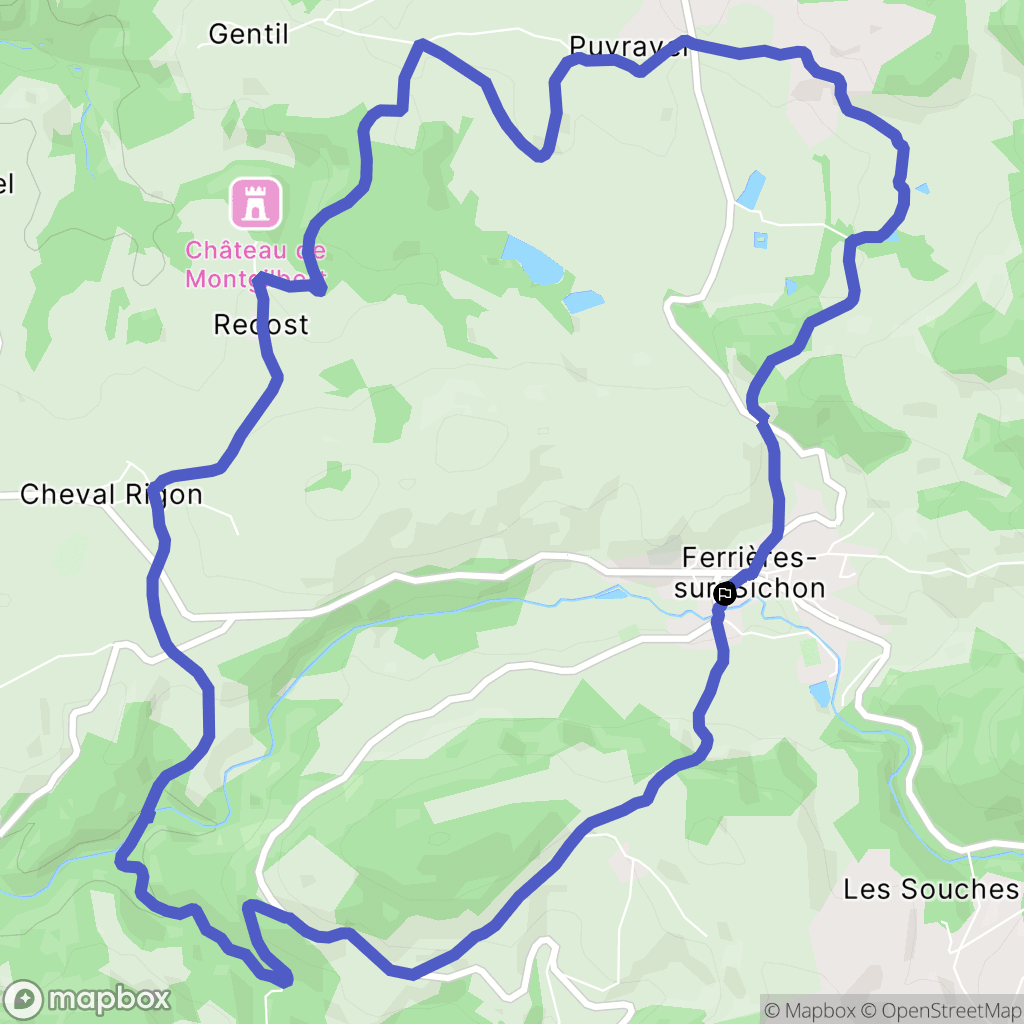 Ferrières-sur-Sichon : carte du parcours de randonnée - France