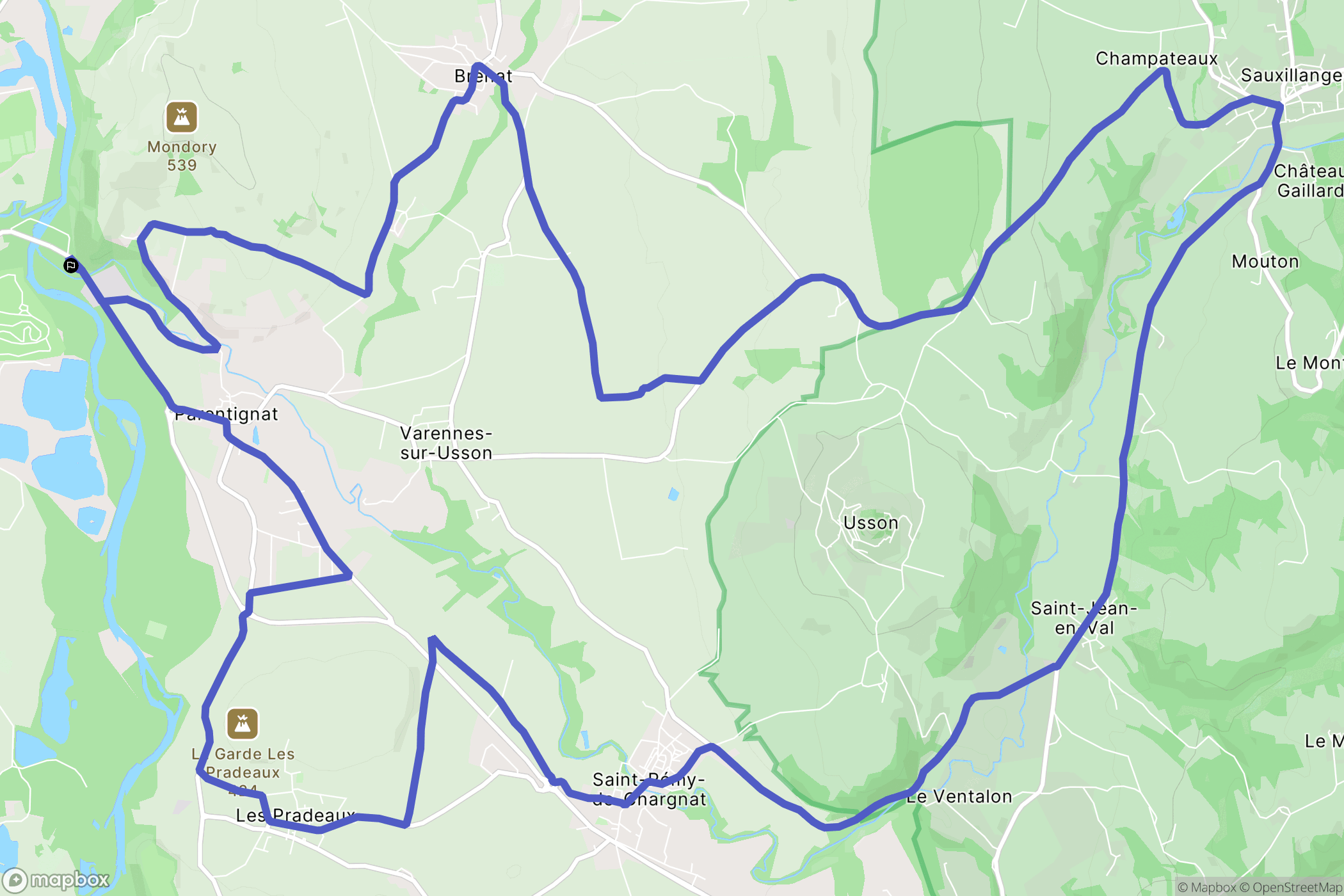 Parentignat : carte du parcours de randonnée - France