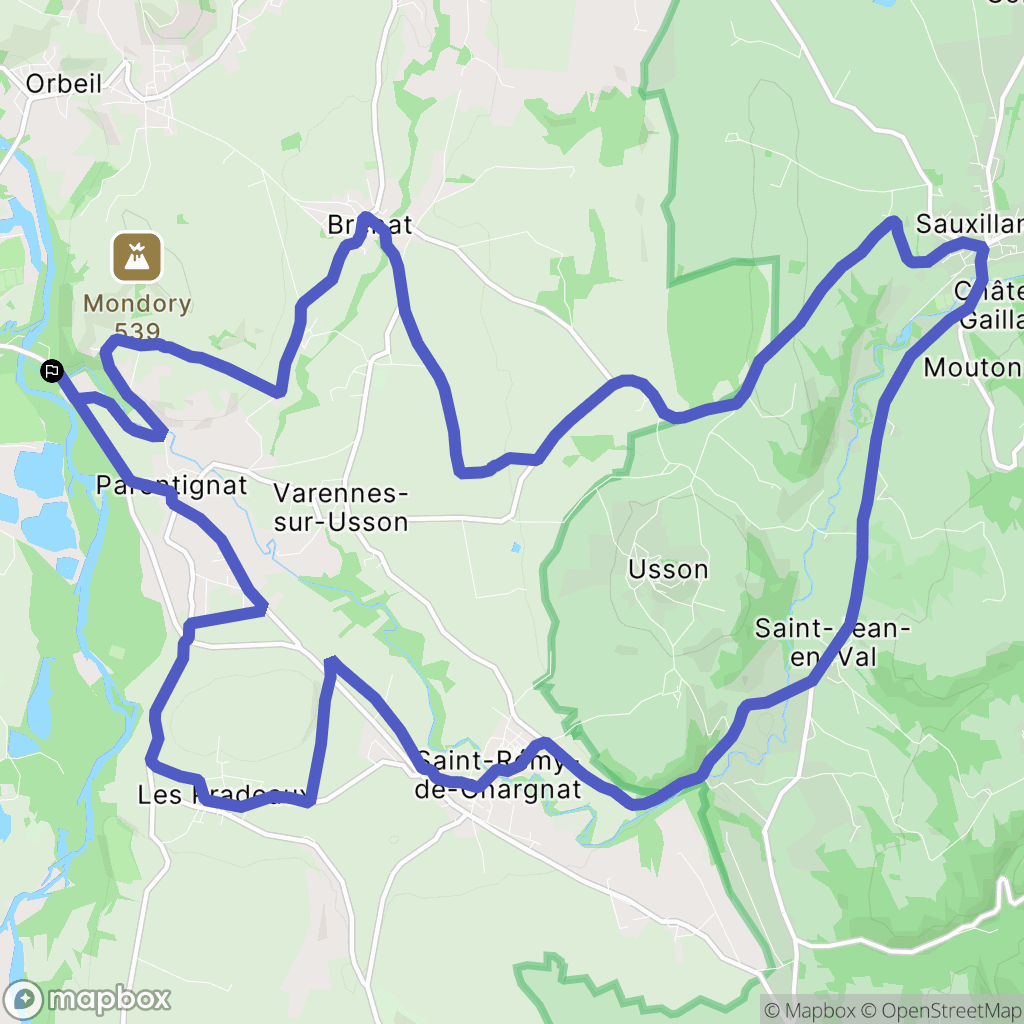 Parentignat : carte du parcours de randonnée - France