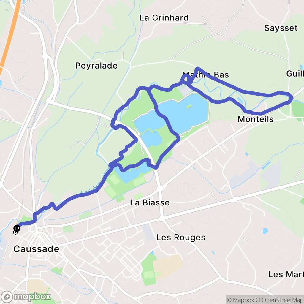Caussade : carte du parcours de randonnée - France