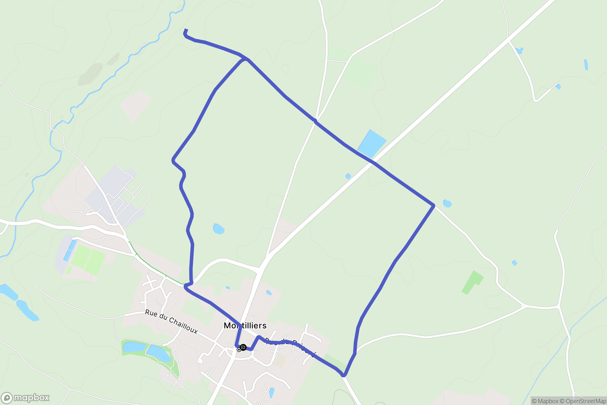 Montilliers : carte du parcours de randonnée - France