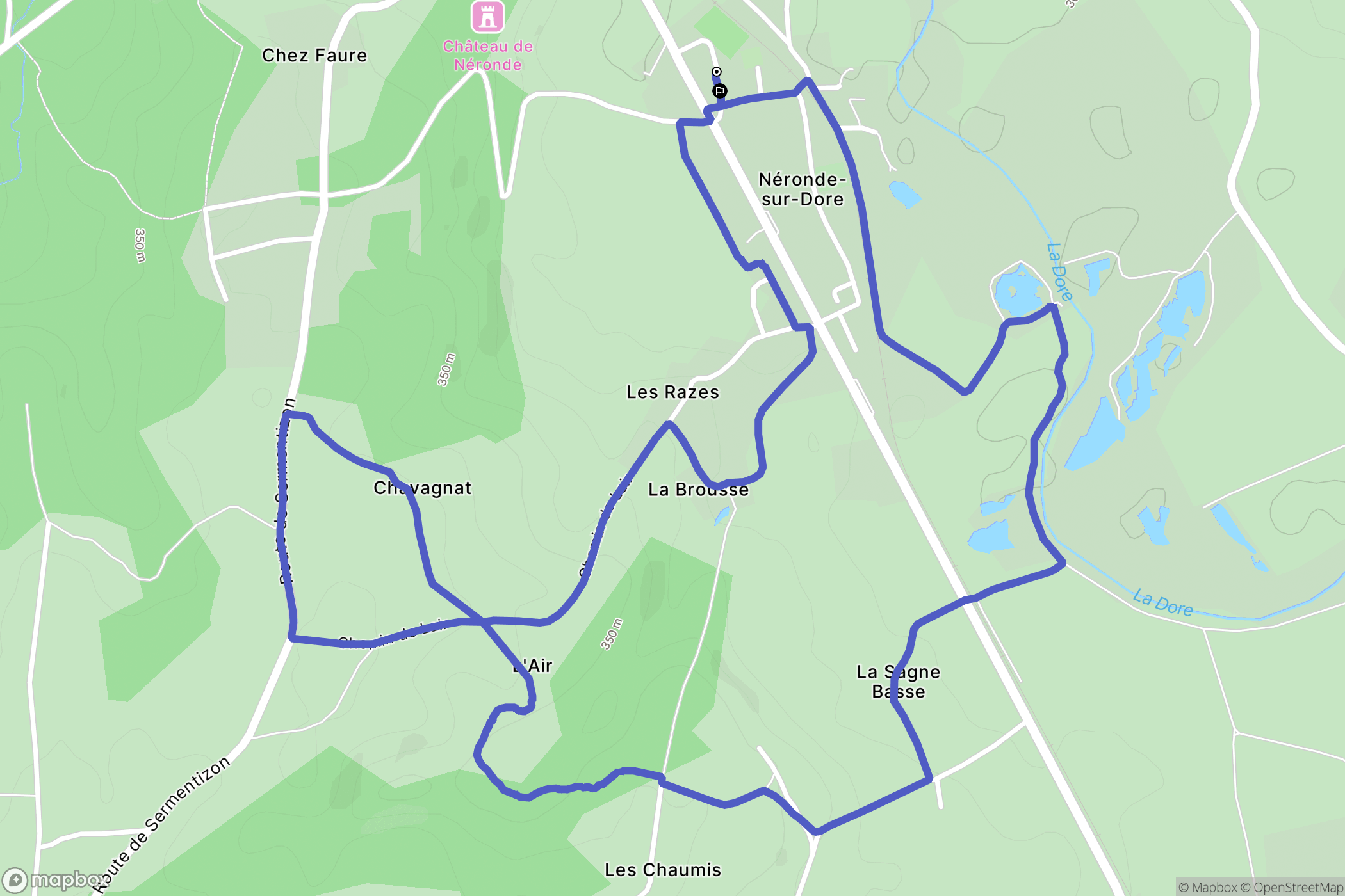 Néronde-sur-Dore : carte du parcours de randonnée - France
