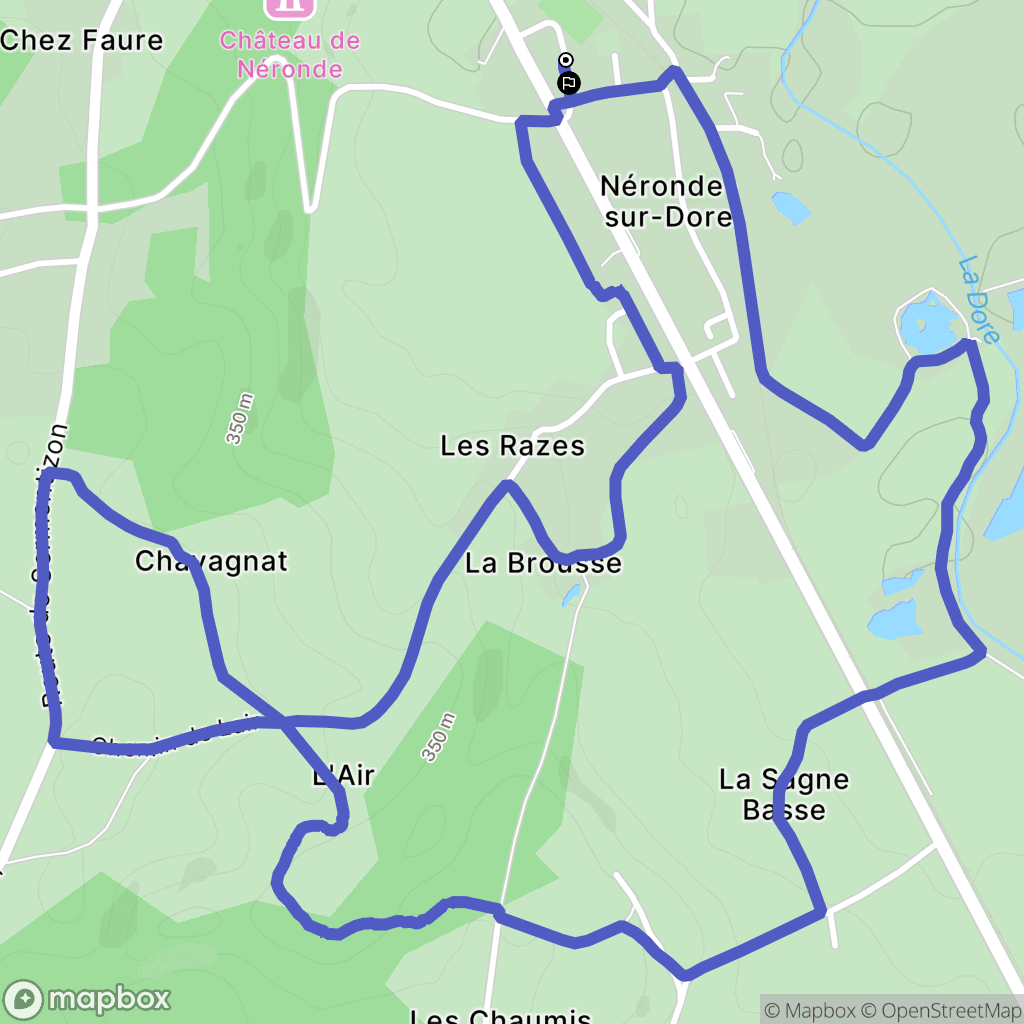 Néronde-sur-Dore : carte du parcours de randonnée - France
