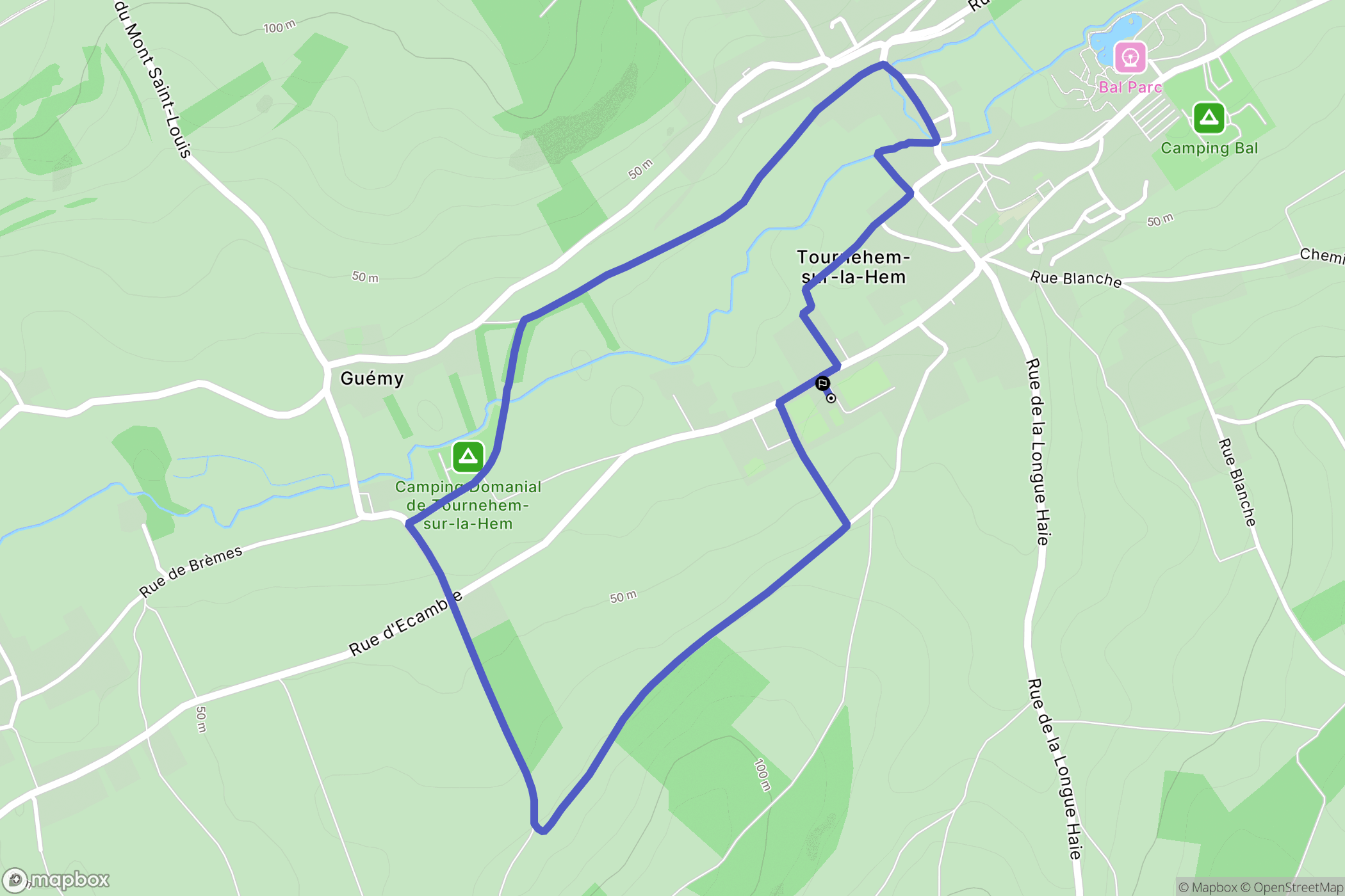 Tournehem-sur-la-Hem : carte du parcours de randonnée - France