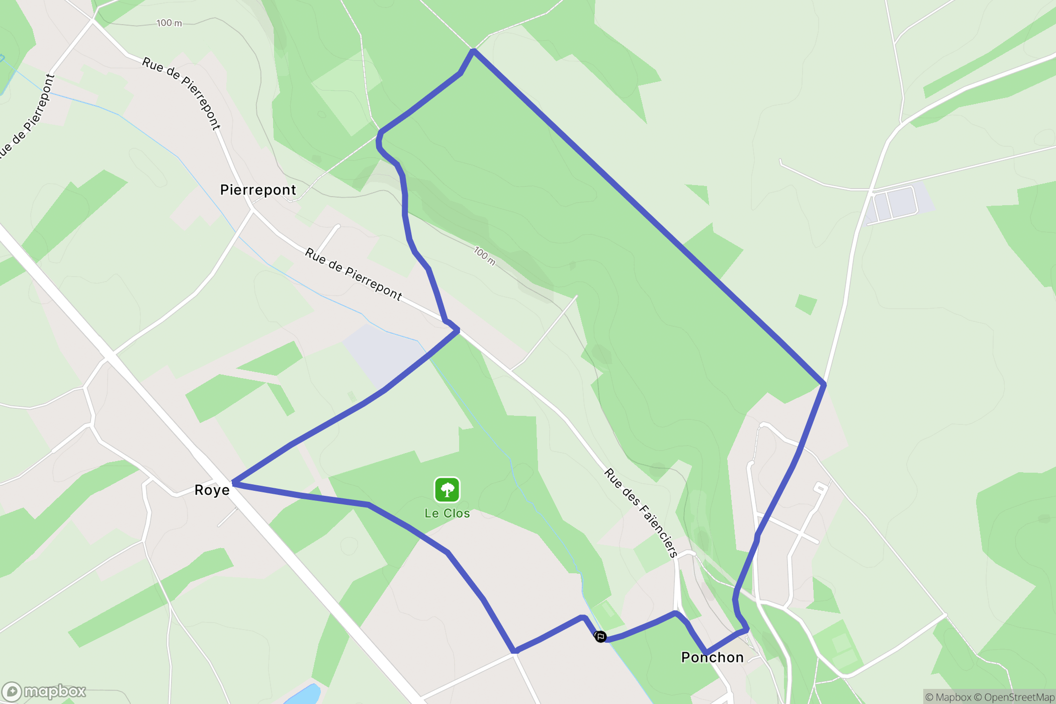 Ponchon : carte du parcours de randonnée - France